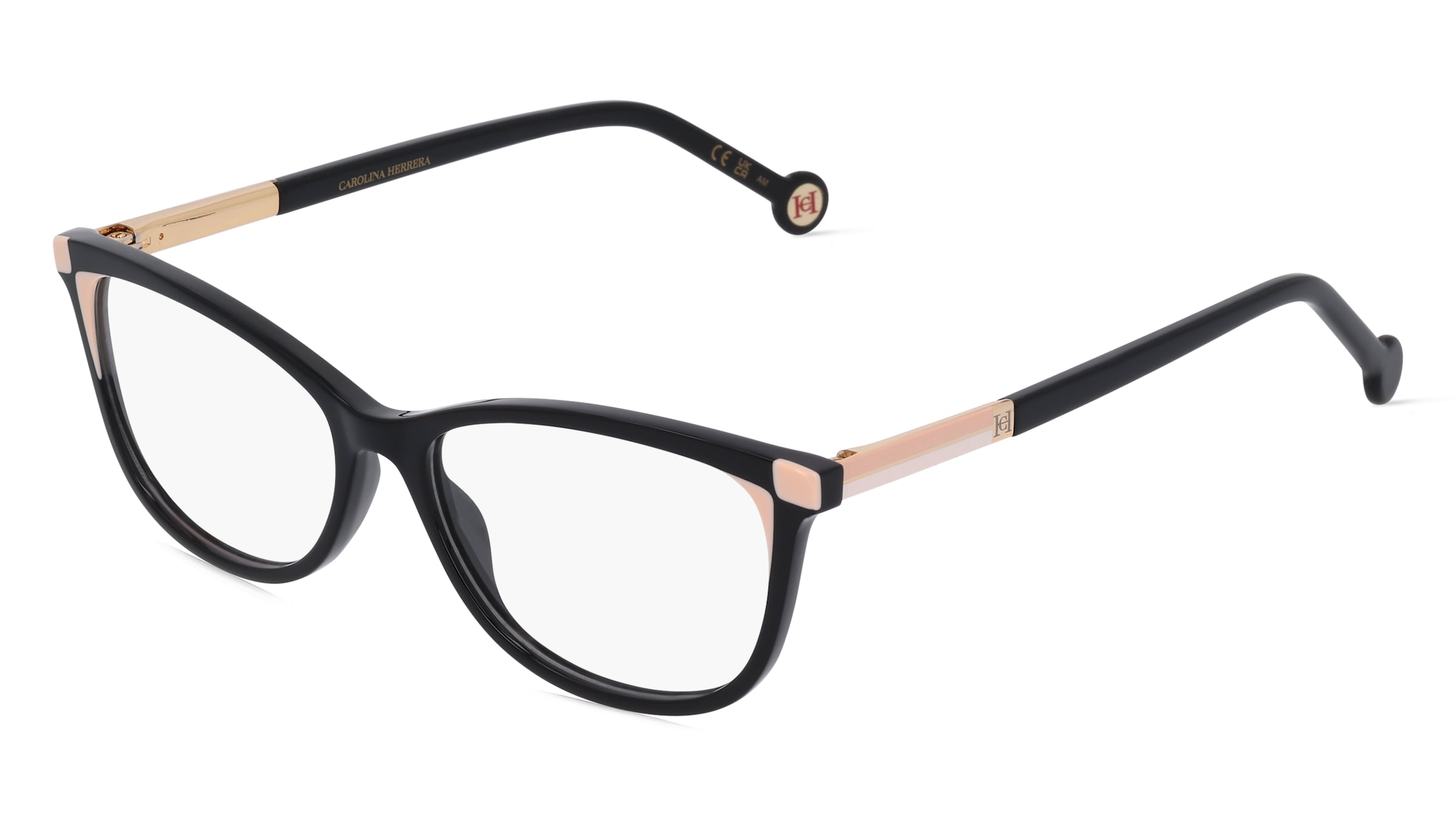 Carolina Herrera HER 0163 Damen-Brille inkl. Gläser Vollrand Butterfly Acetat-Gestell 53/15/145, Schwarz