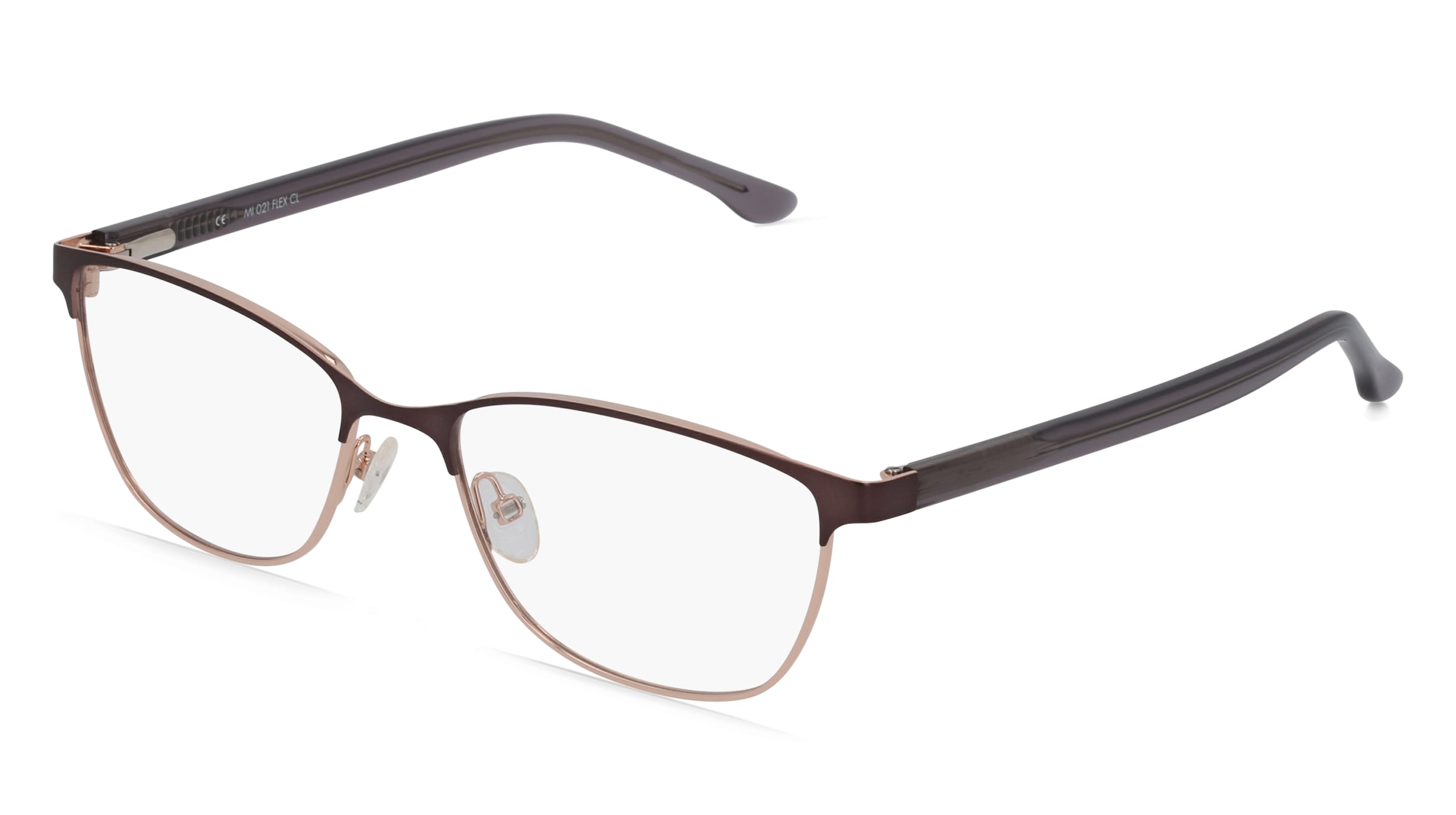 Fielmann MI 021 FLEX CL Damen-Brille inkl. Gläser Vollrand Quadratisch Edelstahl-Gestell 53/17/135, Lila