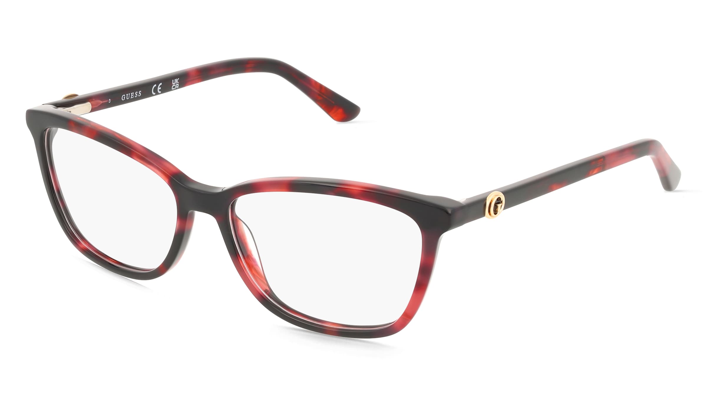 Guess GU50310 Damen-Brille inkl. Gläser Vollrand Eckig Acetat-Gestell 52/15/140, Rot