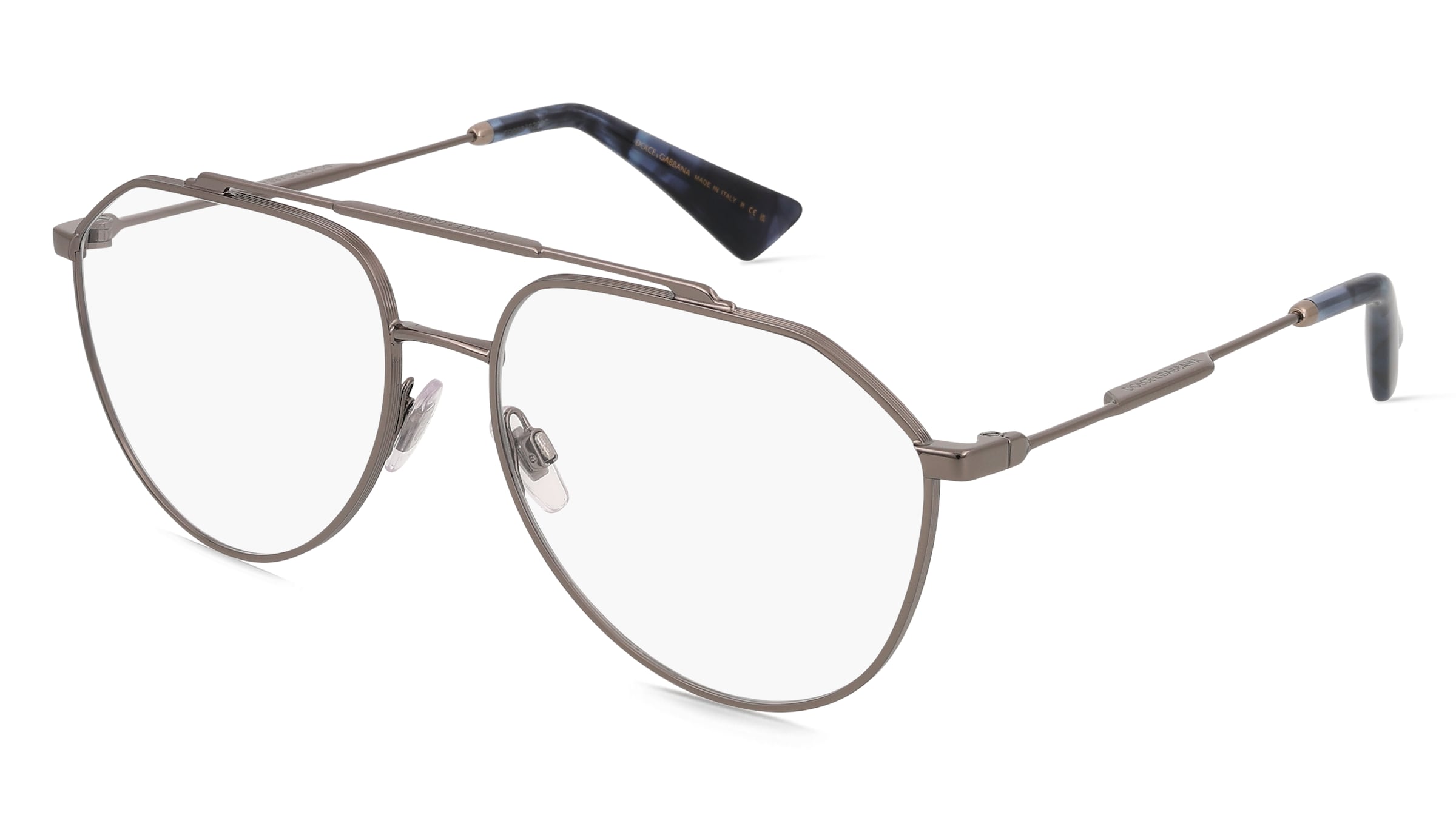 Dolce&amp;Gabbana 0DG1353 Herren-Brille inkl. Gläser Vollrand Pilot Metall-Gestell 57/16/145, Grau