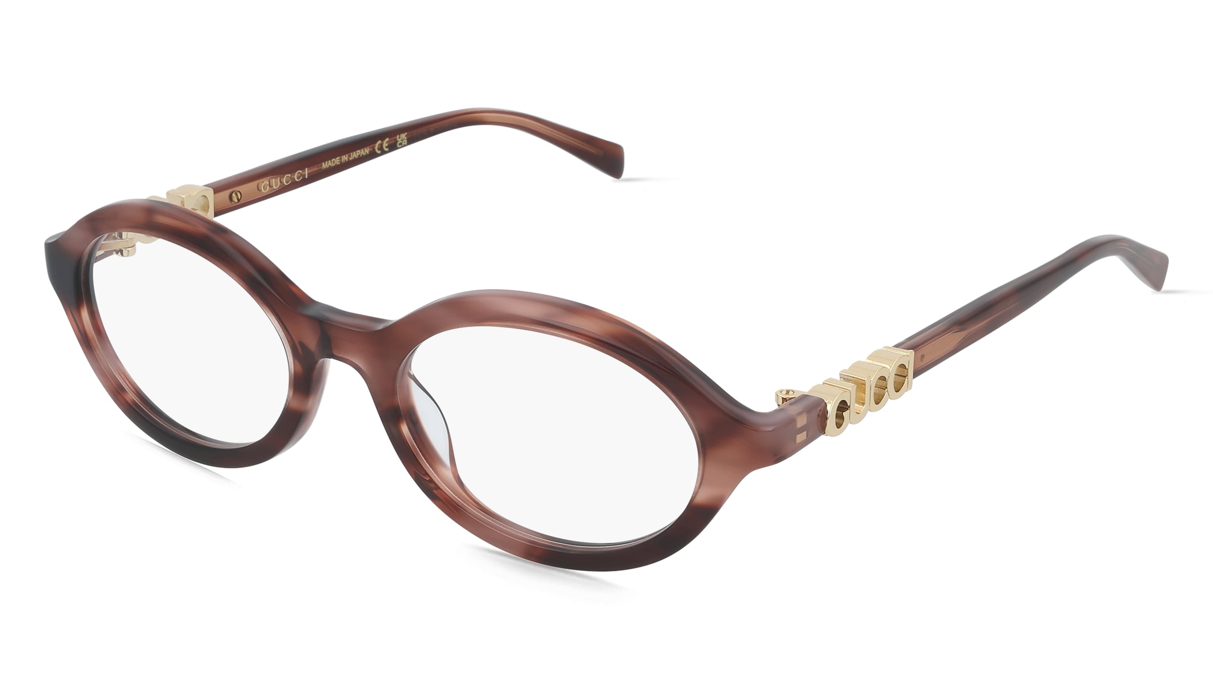 Gucci GG2153O Damen-Brille inkl. Gläser Vollrand Rund Acetat-Gestell 51/19/140, Havanna