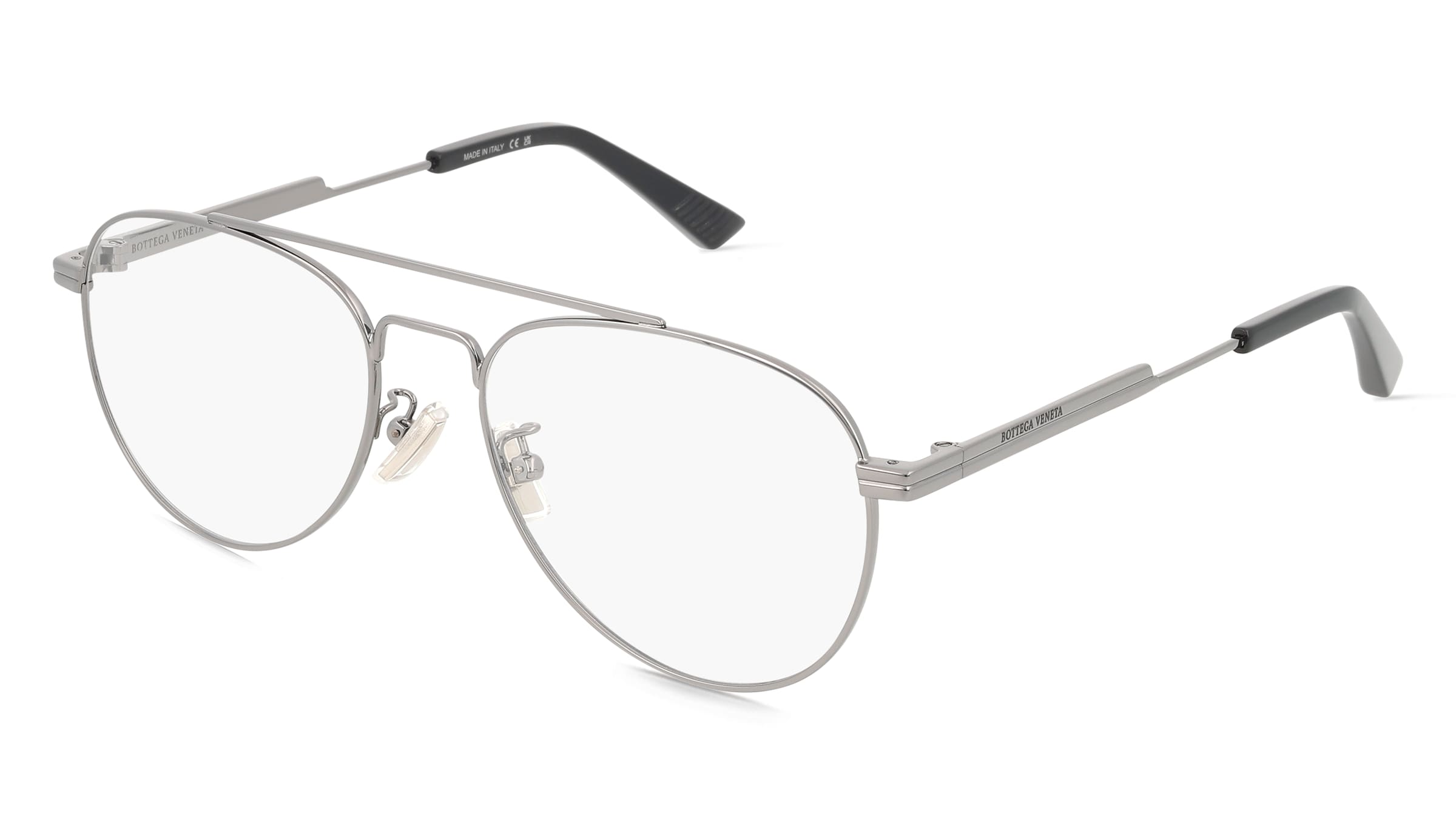 Bottega Veneta BV1340OK Unisex-Brille inkl. Gläser Vollrand Pilot Metall-Gestell 54/18/145, Grau