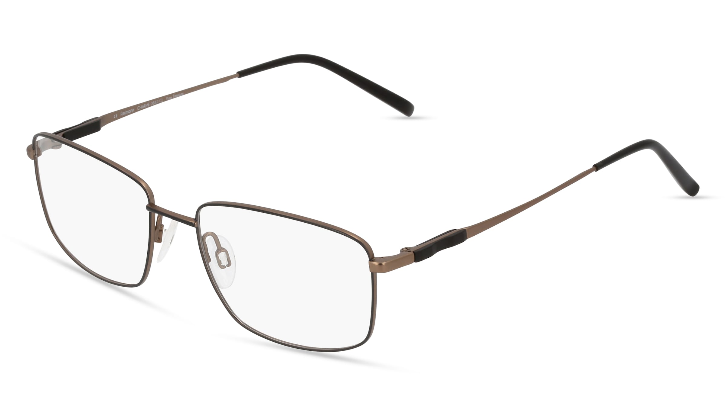Fielmann CHARME 0842 CL Herren-Brille inkl. Gläser Vollrand Quadratisch Titan-Gestell 55/18/145, Braun