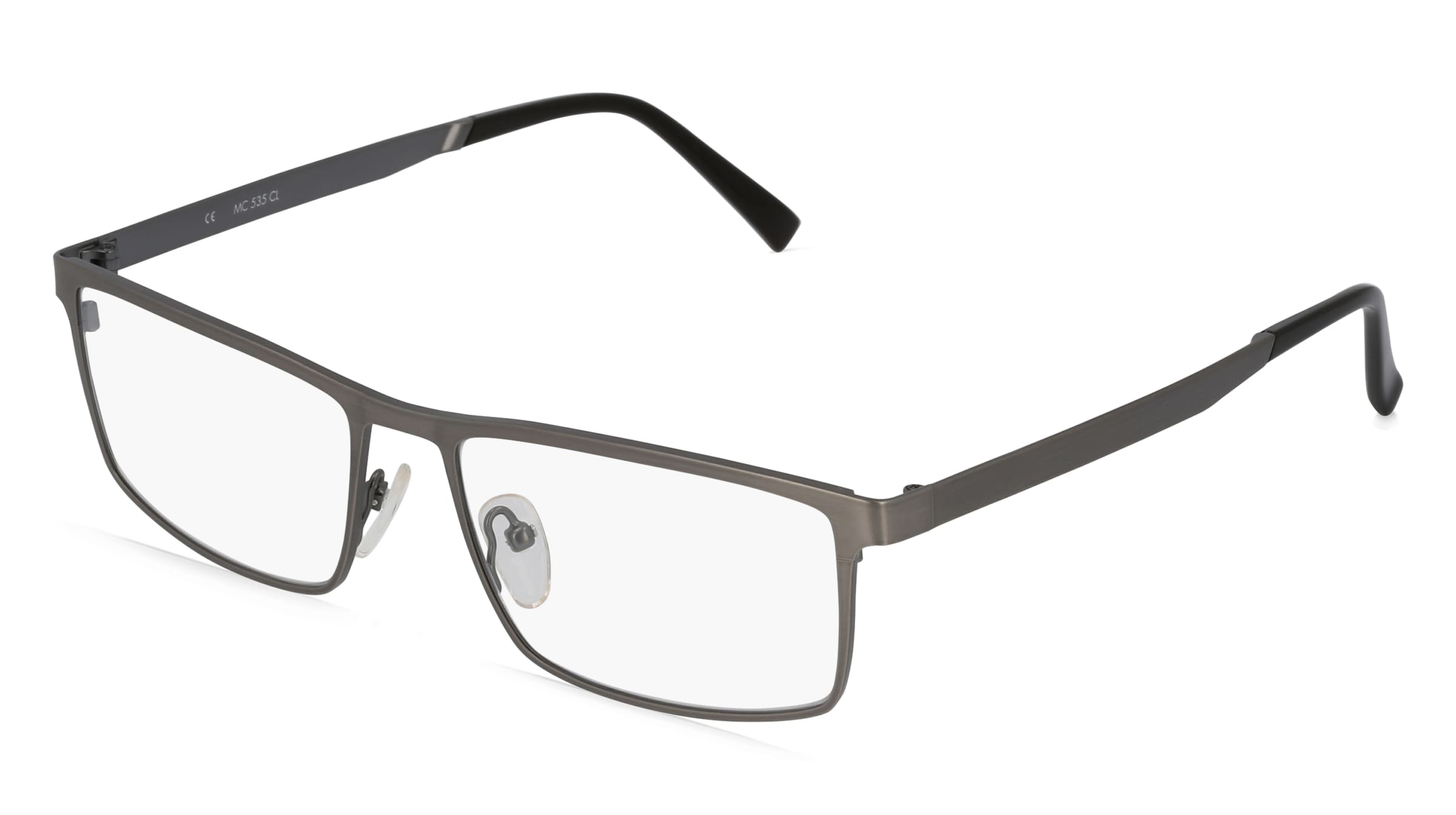 Fielmann MC 535 CL Herren-Brille inkl. Gläser Vollrand Quadratisch Edelstahl-Gestell 56/17/140, Grau