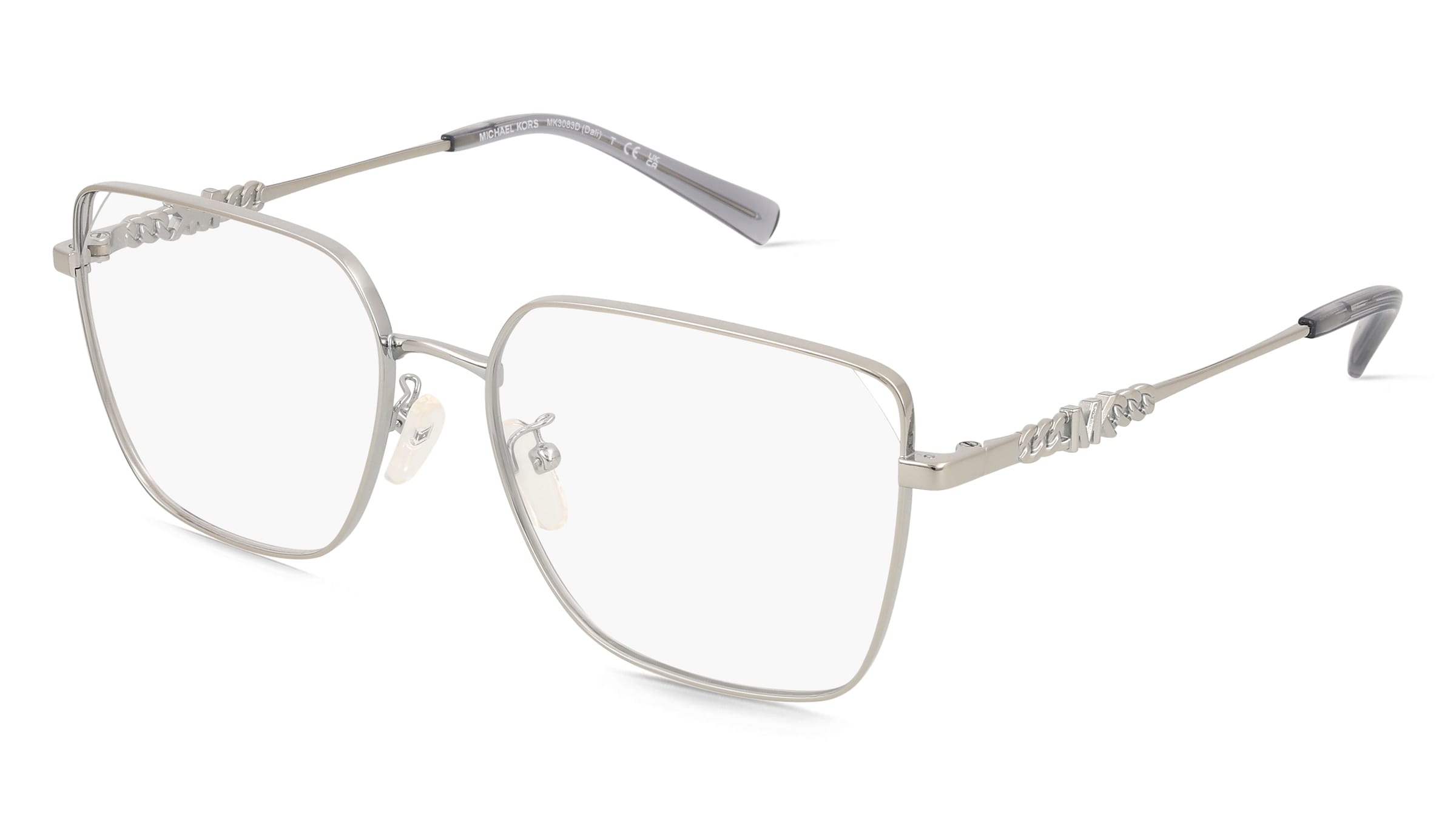 Michael Kors 0MK3083D DALI Damen-Brille inkl. Gläser Vollrand Quadratisch Metall-Gestell 56/17/145, Silber