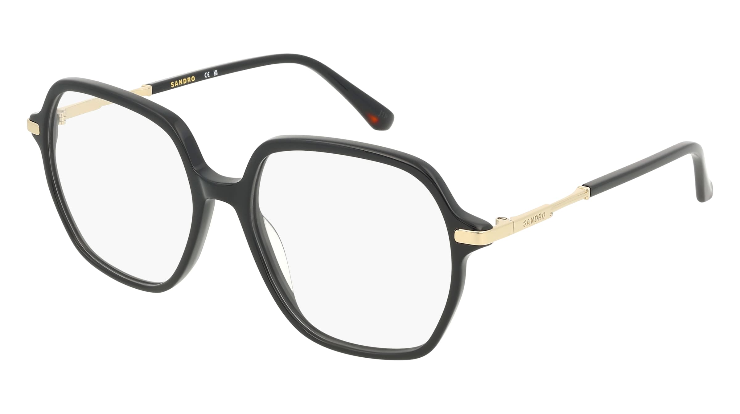 Sandro SA2067 Damen-Brille inkl. Gläser Vollrand Quadratisch Acetat-Gestell 53/16/140, Schwarz