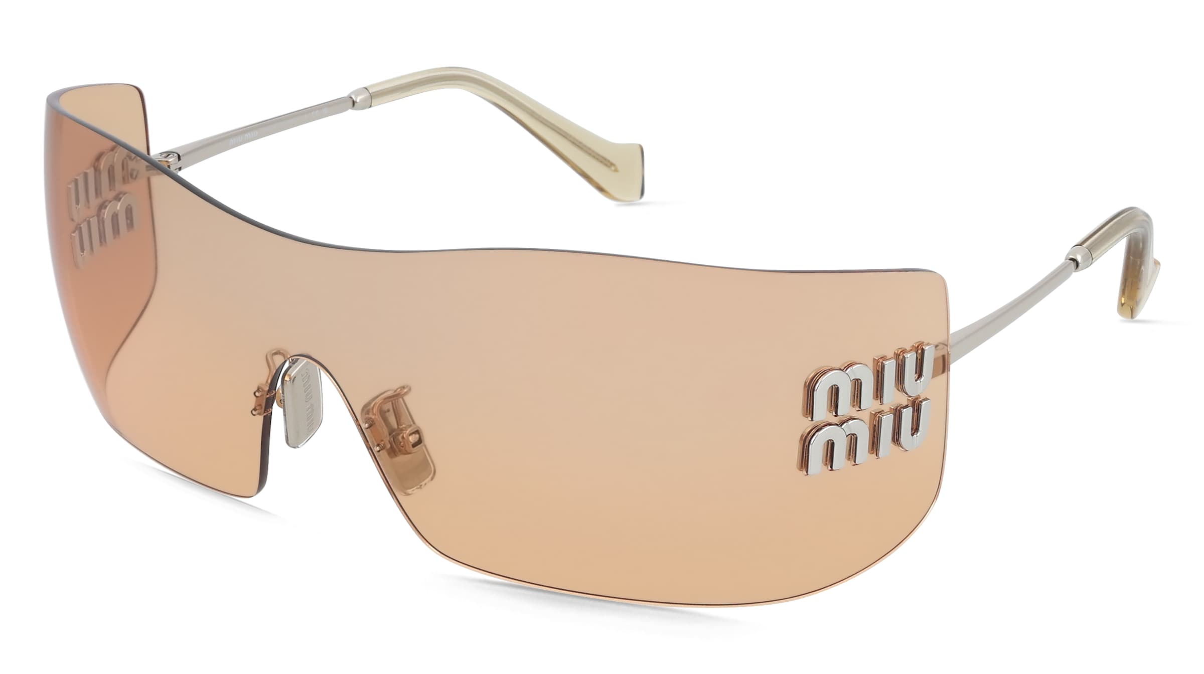 Miu Miu MU B53S Damen-Sonnenbrille Randlos Eckig Metall-Gestell, Silber