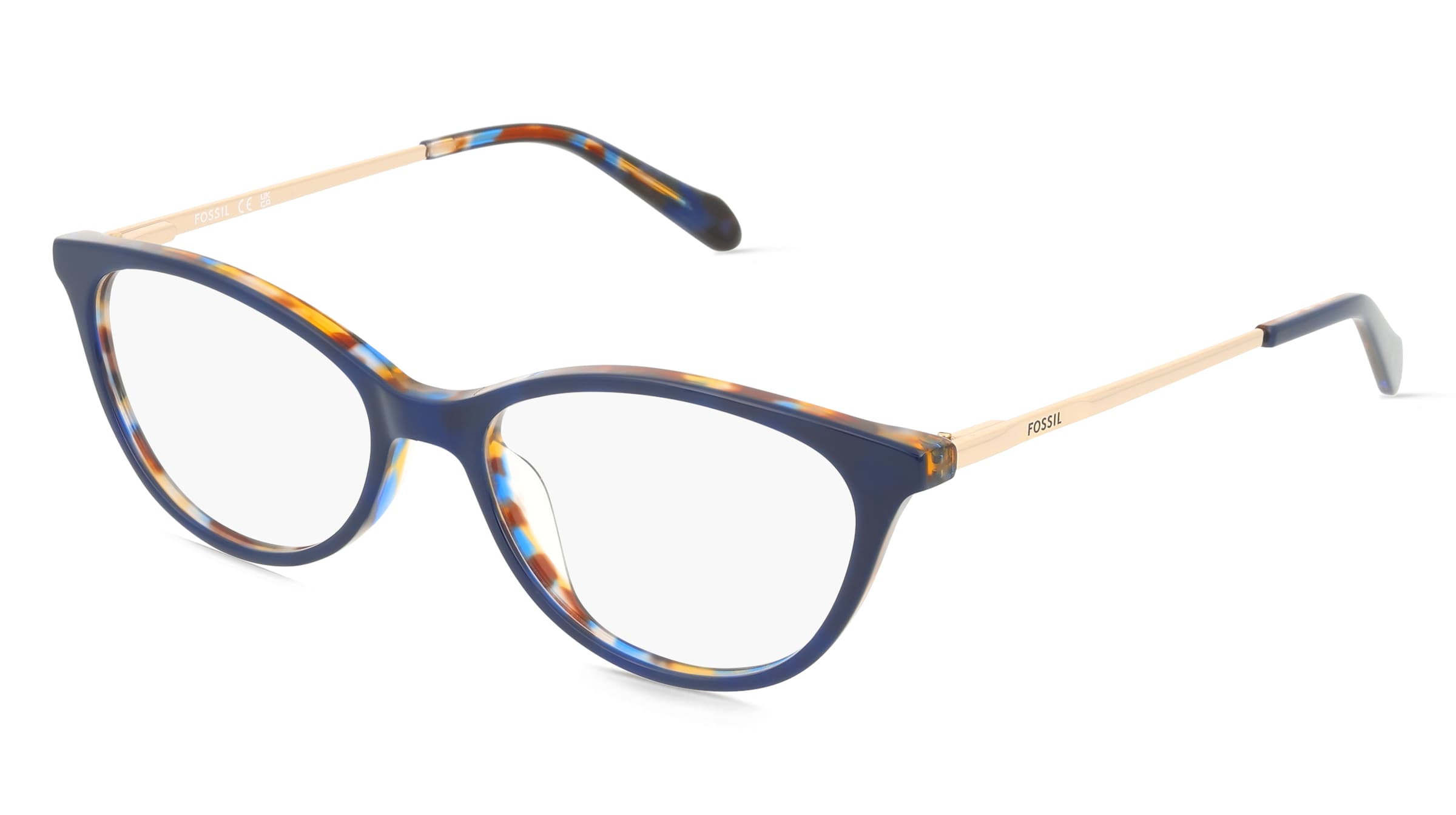 Fossil FOS 7196 Damen-Brille inkl. Gläser Vollrand Oval Acetat-Gestell 52/16/140, Blau