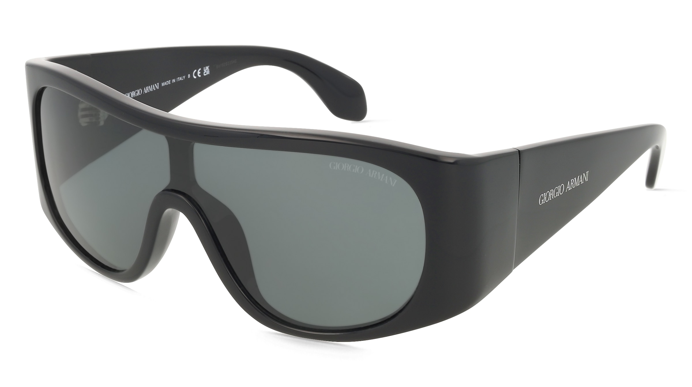 Giorgio Armani AR8222U Herren-Sonnenbrille Vollrand Monoscheibe Acetat-Gestell, Schwarz