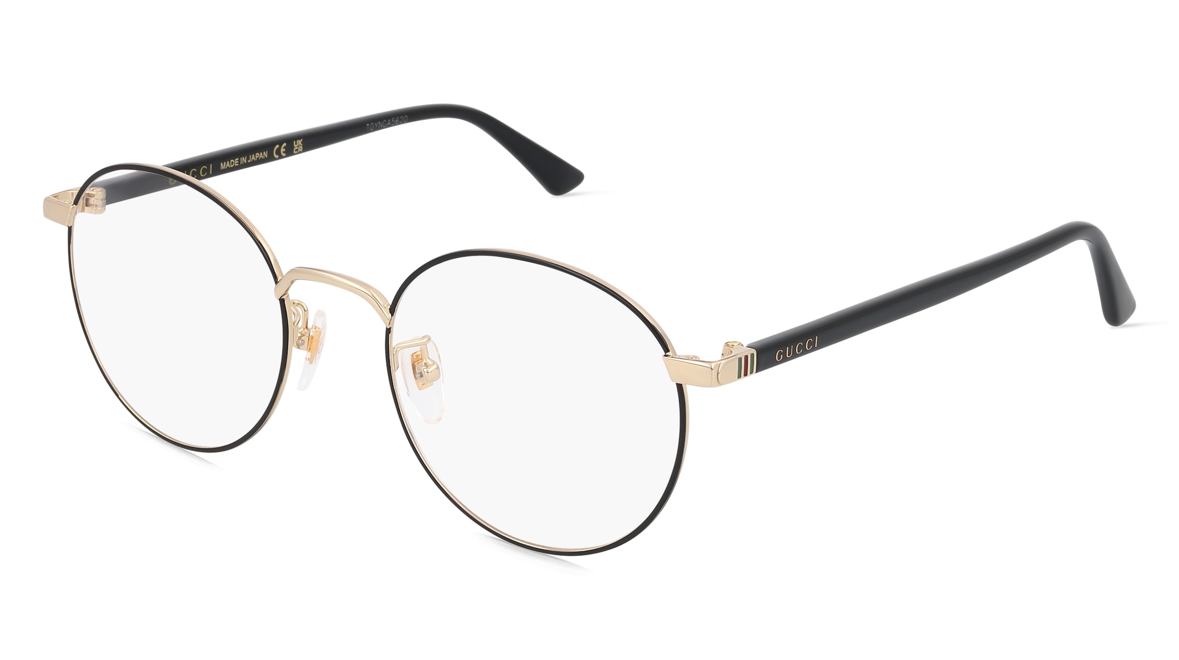 Gucci GG0297OK Unisex-Brille inkl. Gläser Vollrand Rund Metall-Gestell 52/21/150, Schwarz