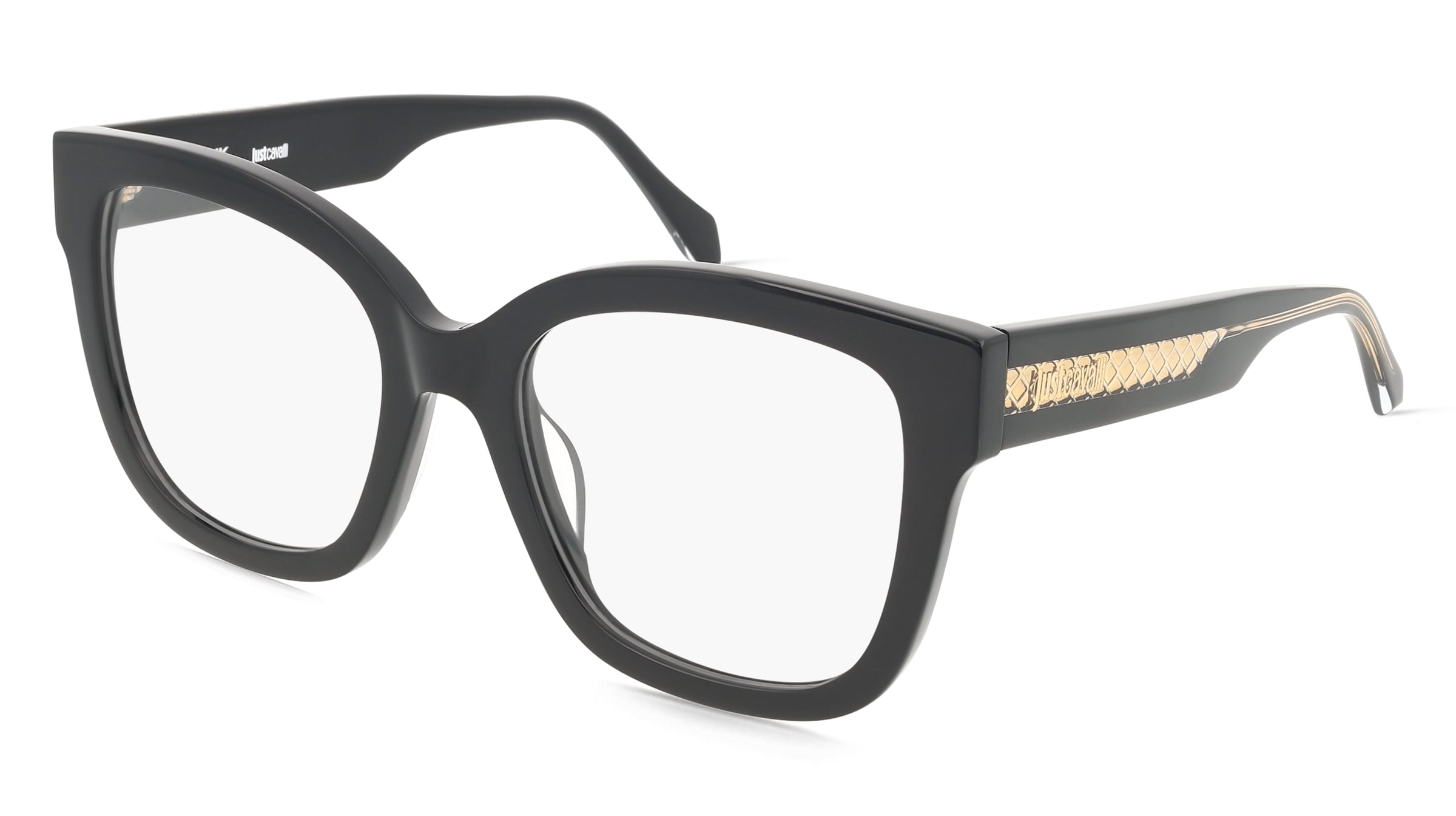 Just Cavalli VJC115 Damen-Brille inkl. Gläser Vollrand Butterfly Kunststoff-Gestell 53/19/140, Schwarz