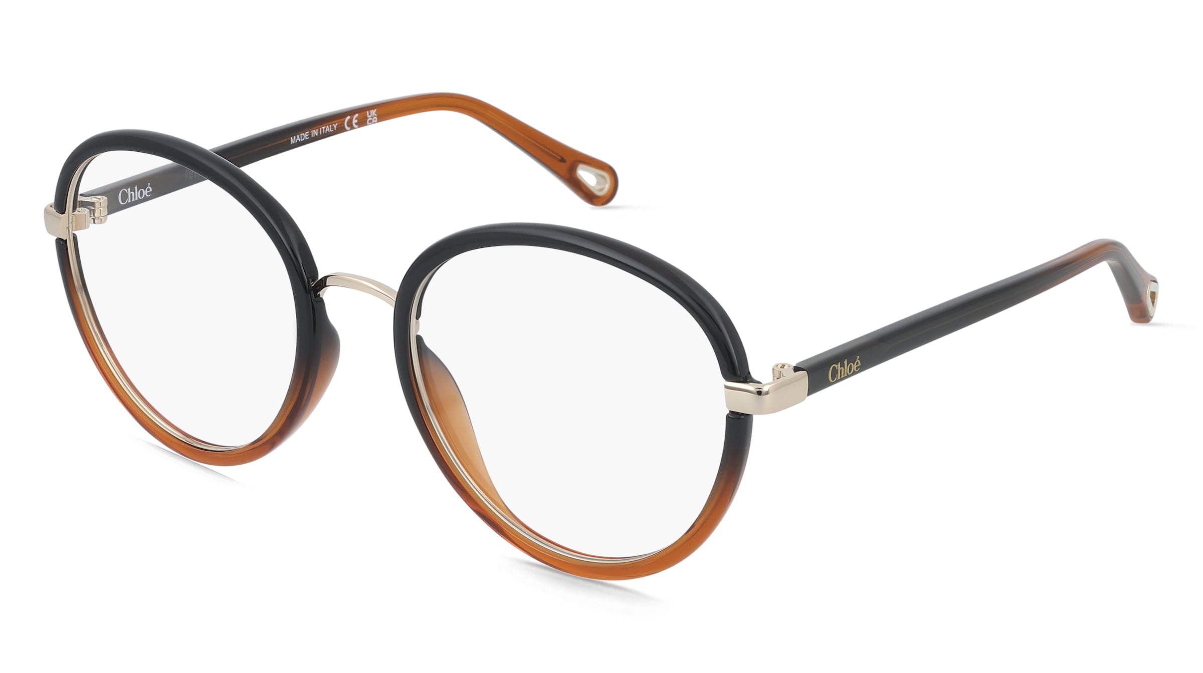 Chloé CH0308O Damen-Brille inkl. Gläser Vollrand Rund Kunststoff-Gestell 53/20/140, Schwarz