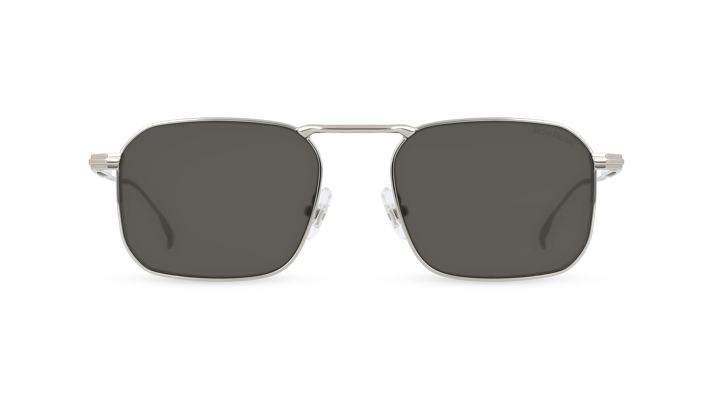 Montblanc MB0218S Herren-Sonnenbrille Vollrand Eckig Metall-Gestell, Silber