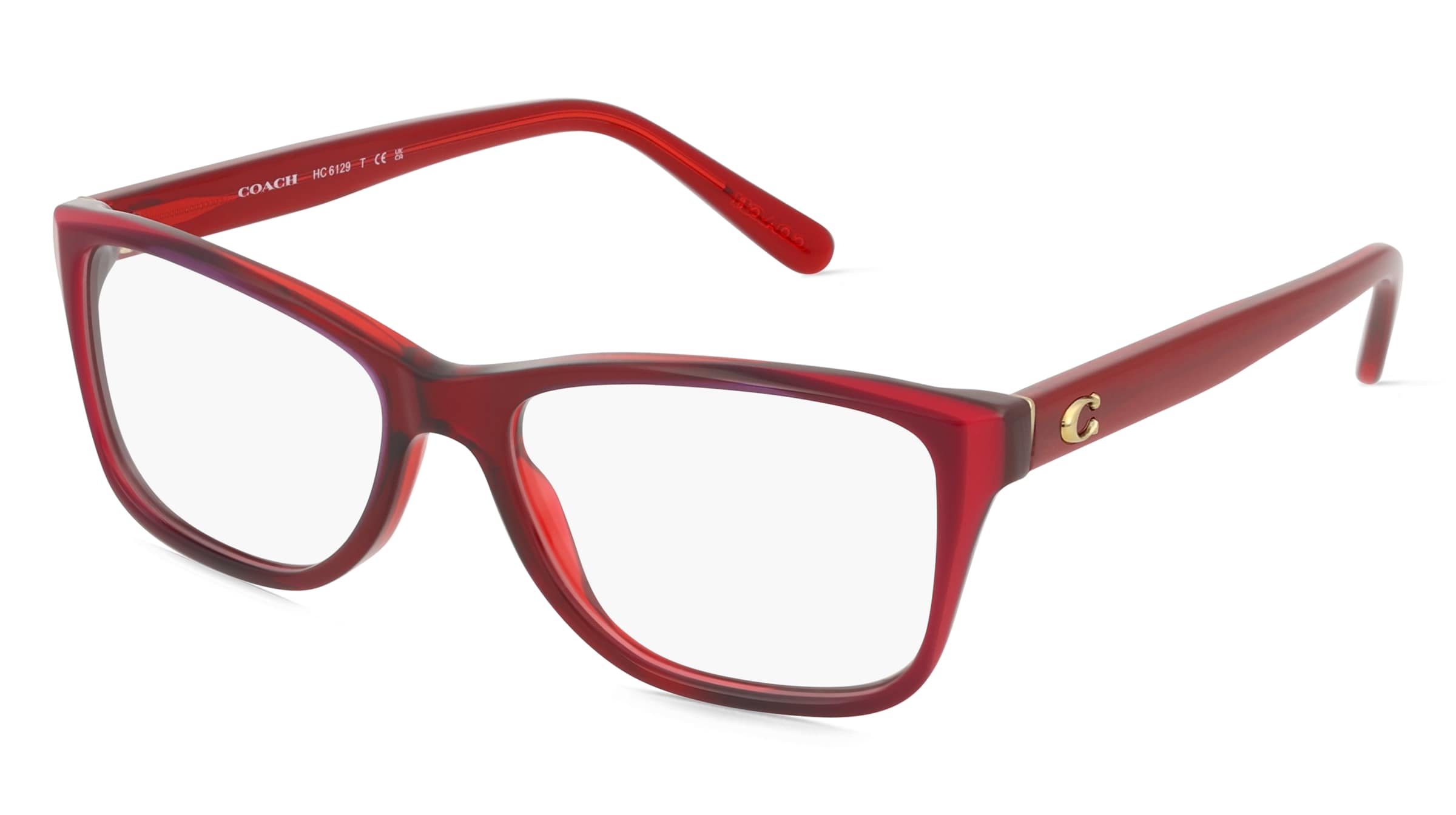 Coach HC6129 Damen-Brille inkl. Gläser Vollrand Quadratisch Acetat-Gestell 52/16/140, Rot