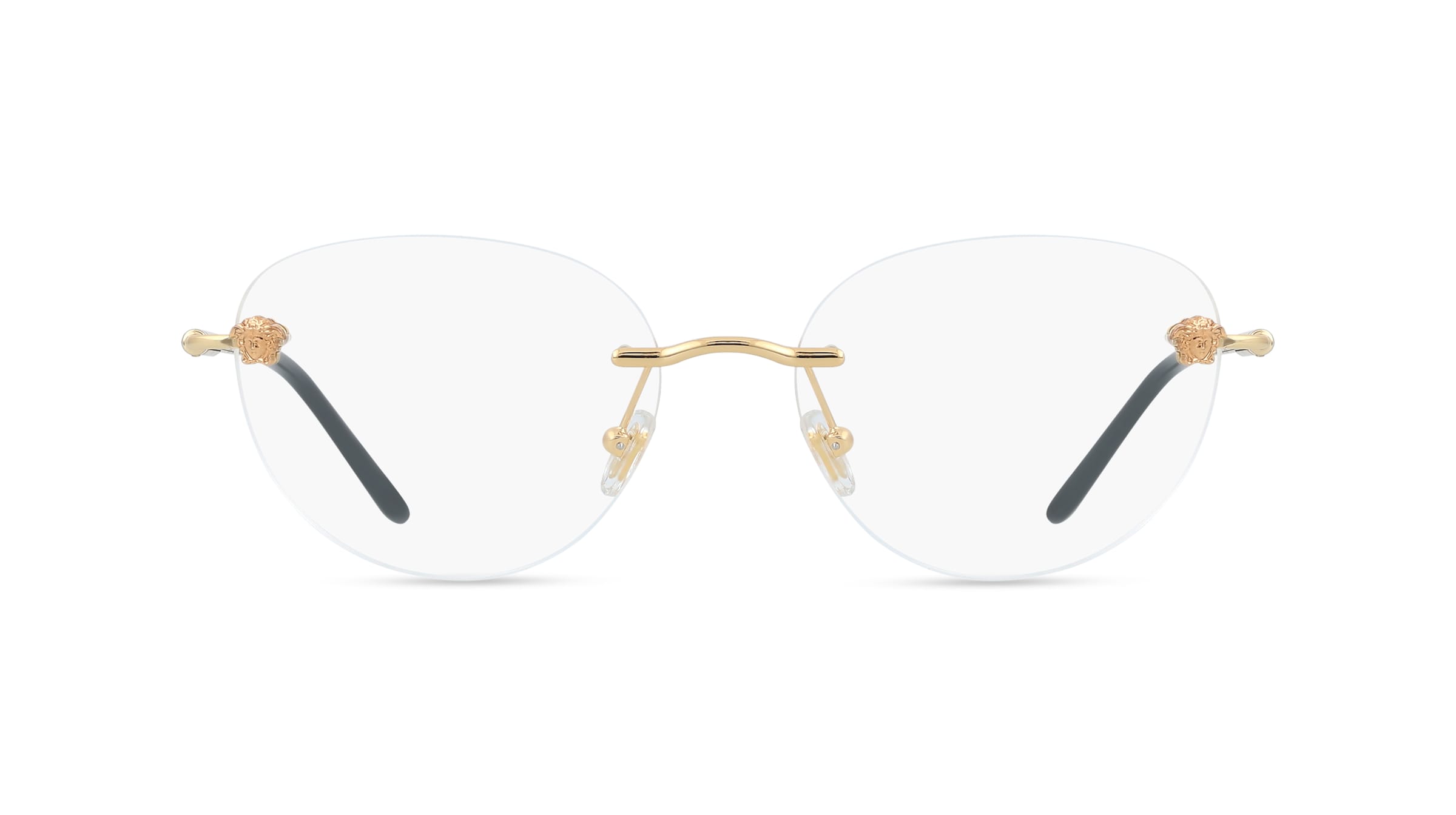 Versace VE1305 Damen-Brille inkl. Gläser Randlos Rund Metall-Gestell 55/16/140, Gold