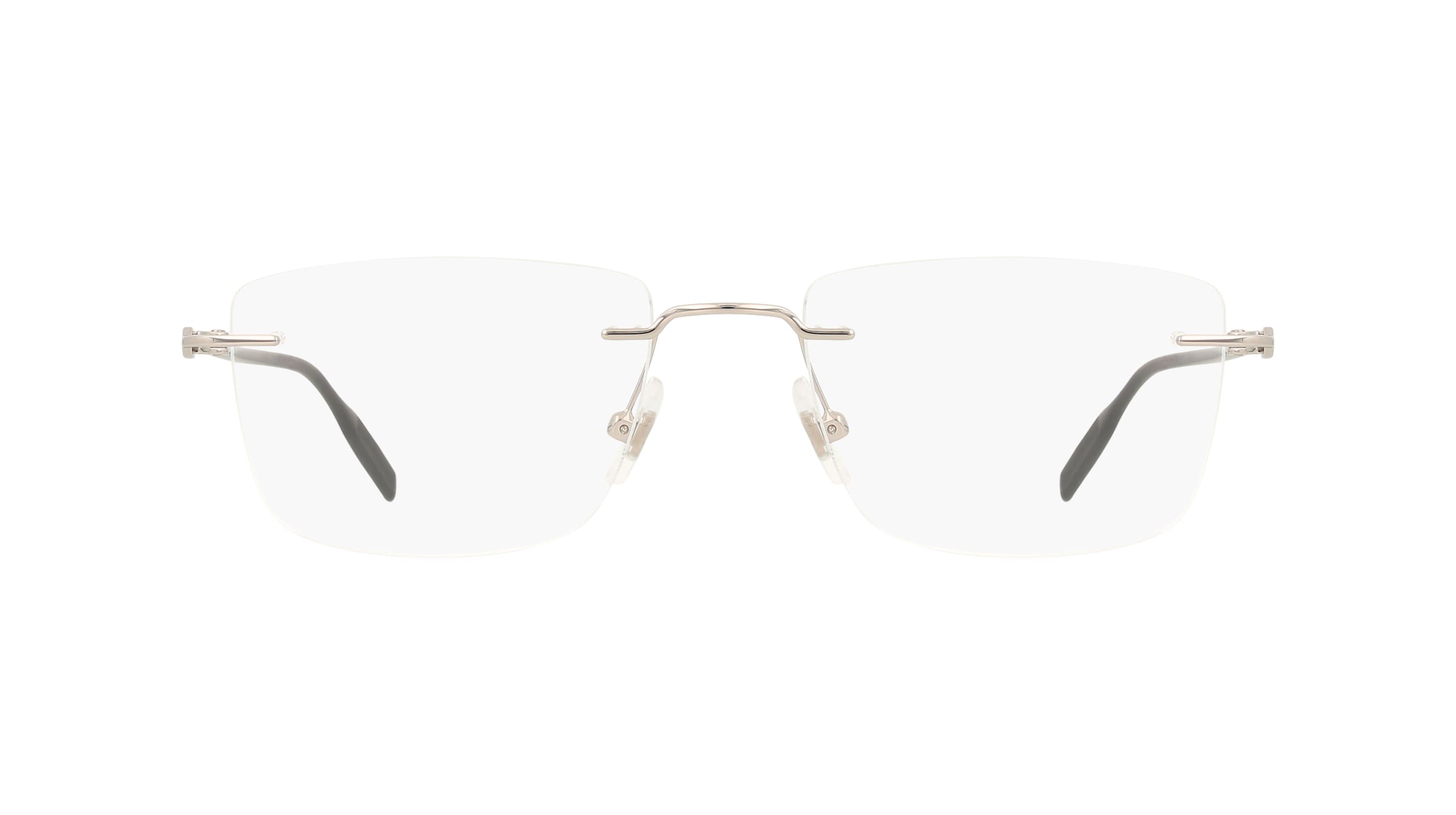 Montblanc MB0431O Herren-Brille inkl. Gläser Randlos Eckig Metall-Gestell 53/19/145, silber