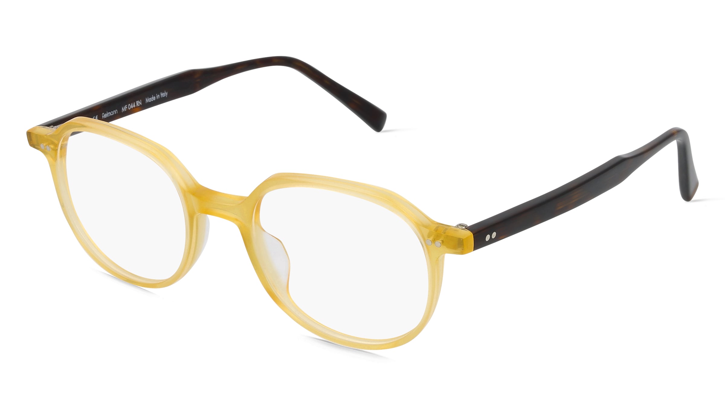 Fielmann MF 044 RN Herren-Brille inkl. Gläser Vollrand Panto Kunststoff-Gestell 48/19/145, Gelb