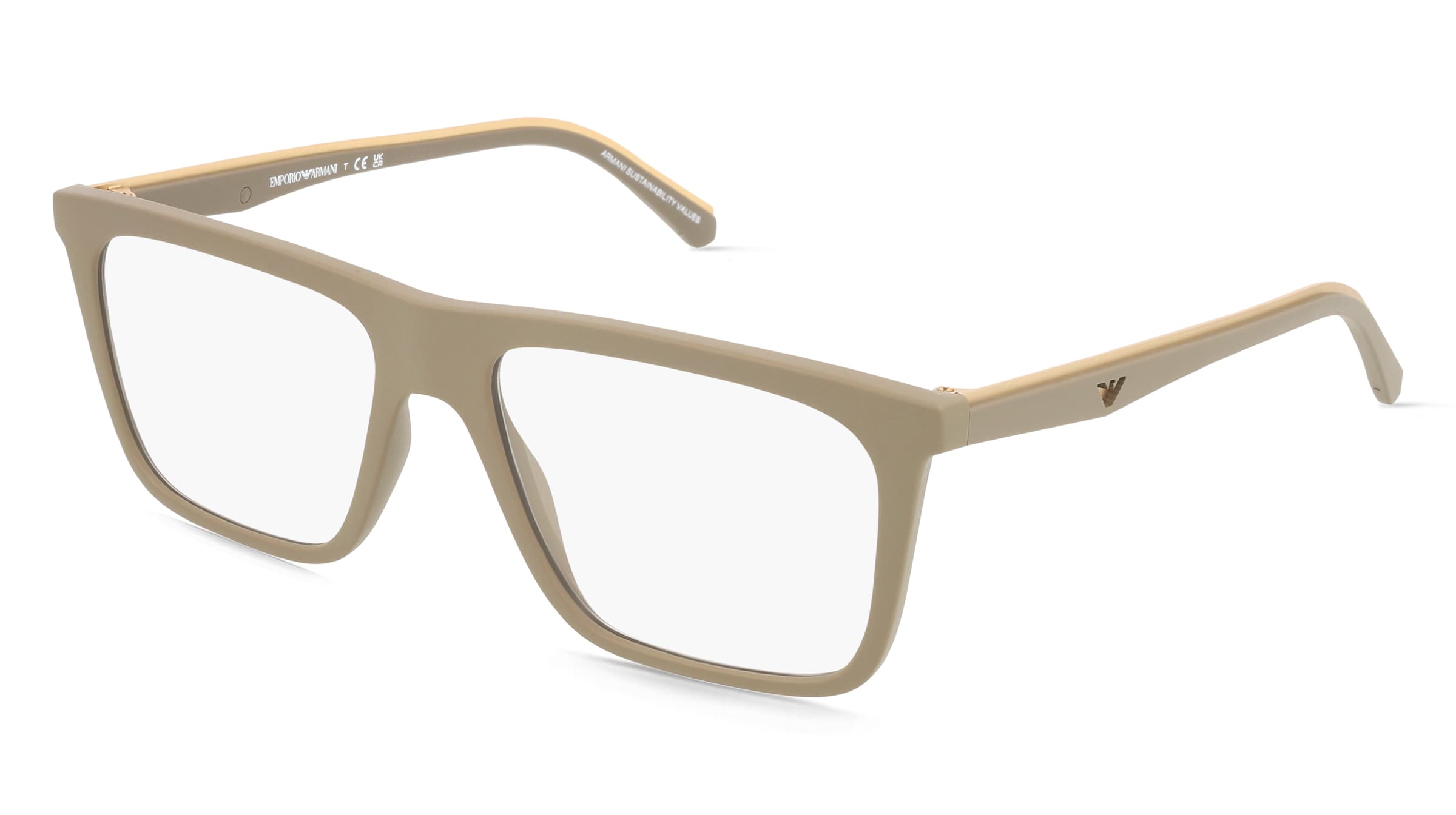 Emporio Armani 0EA4258 Herren-Brille inkl. Gläser Vollrand Quadratisch Kunststoff-Gestell 56/17/145, Beige