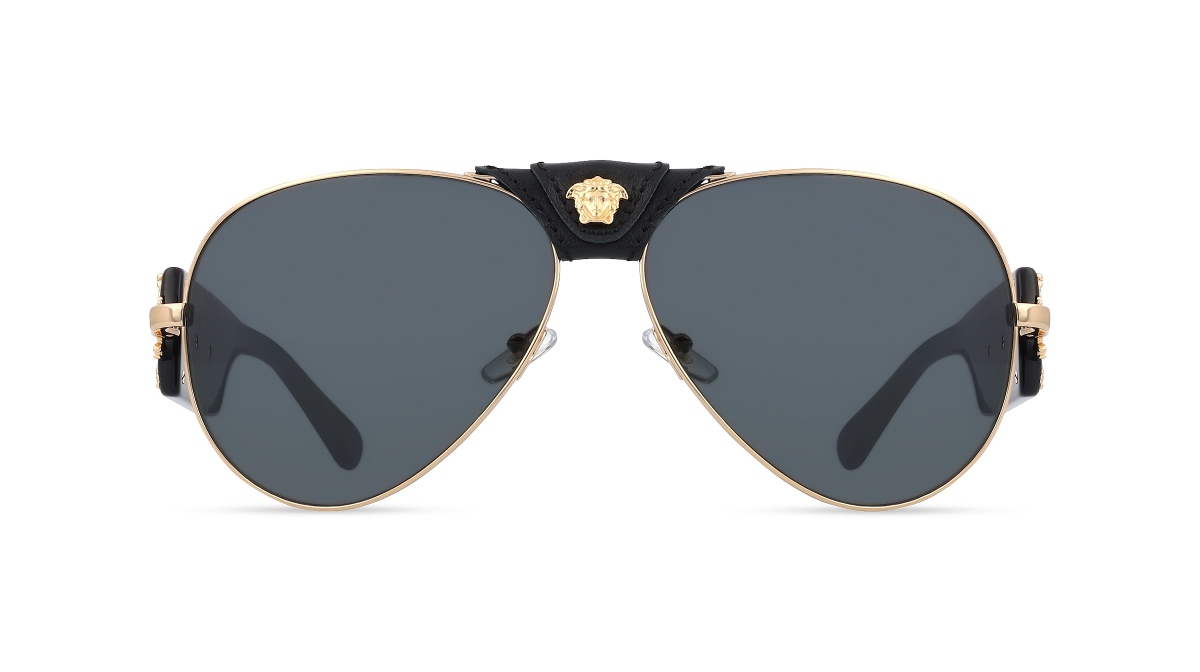 Versace VE2150Q Herren-Sonnenbrille Vollrand Pilot Metall-Gestell, gold