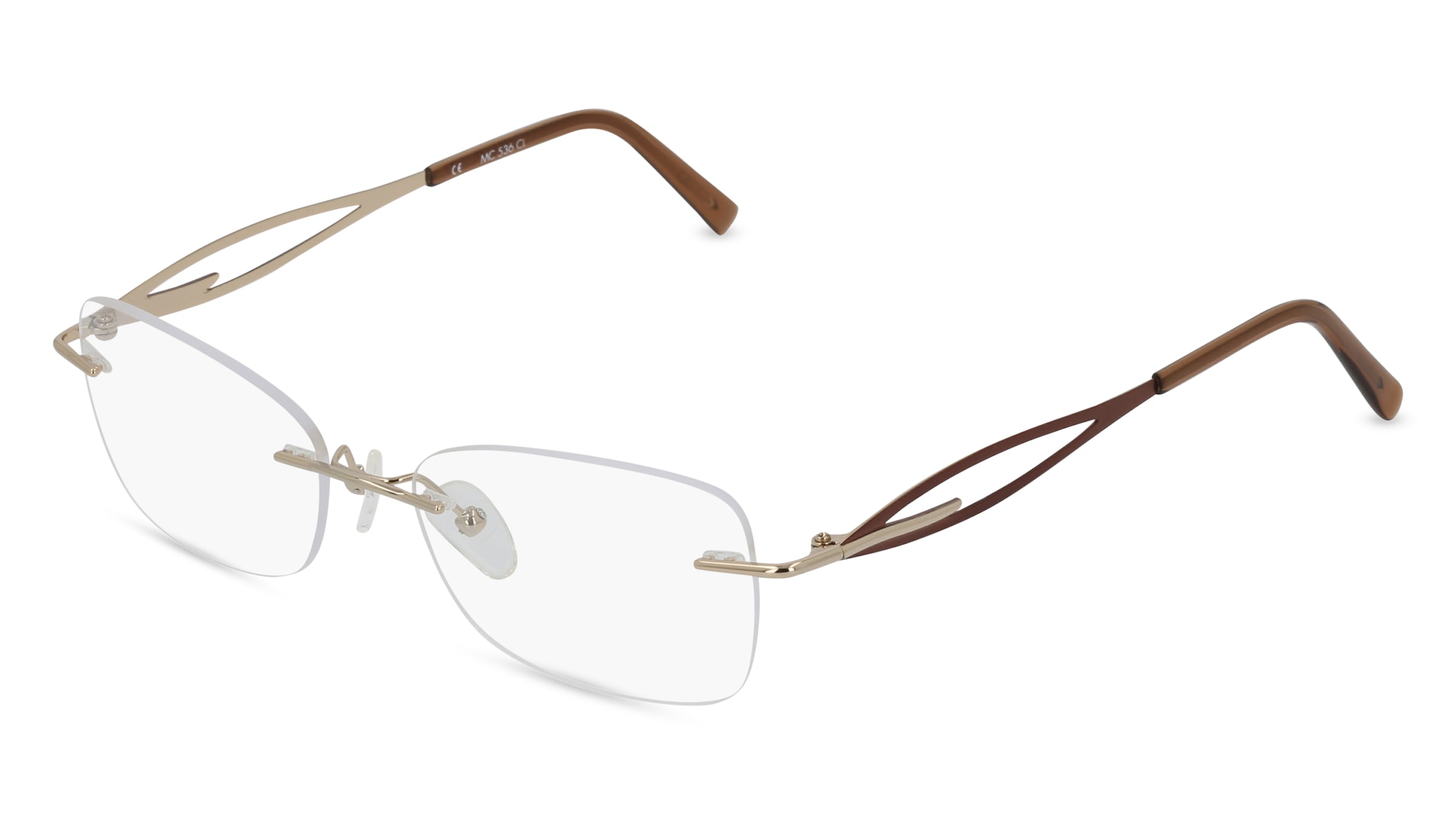 Fielmann MC 536 CL Damen-Brille inkl. Gläser Randlos Quadratisch Metall-Gestell 52/17/135, Gold