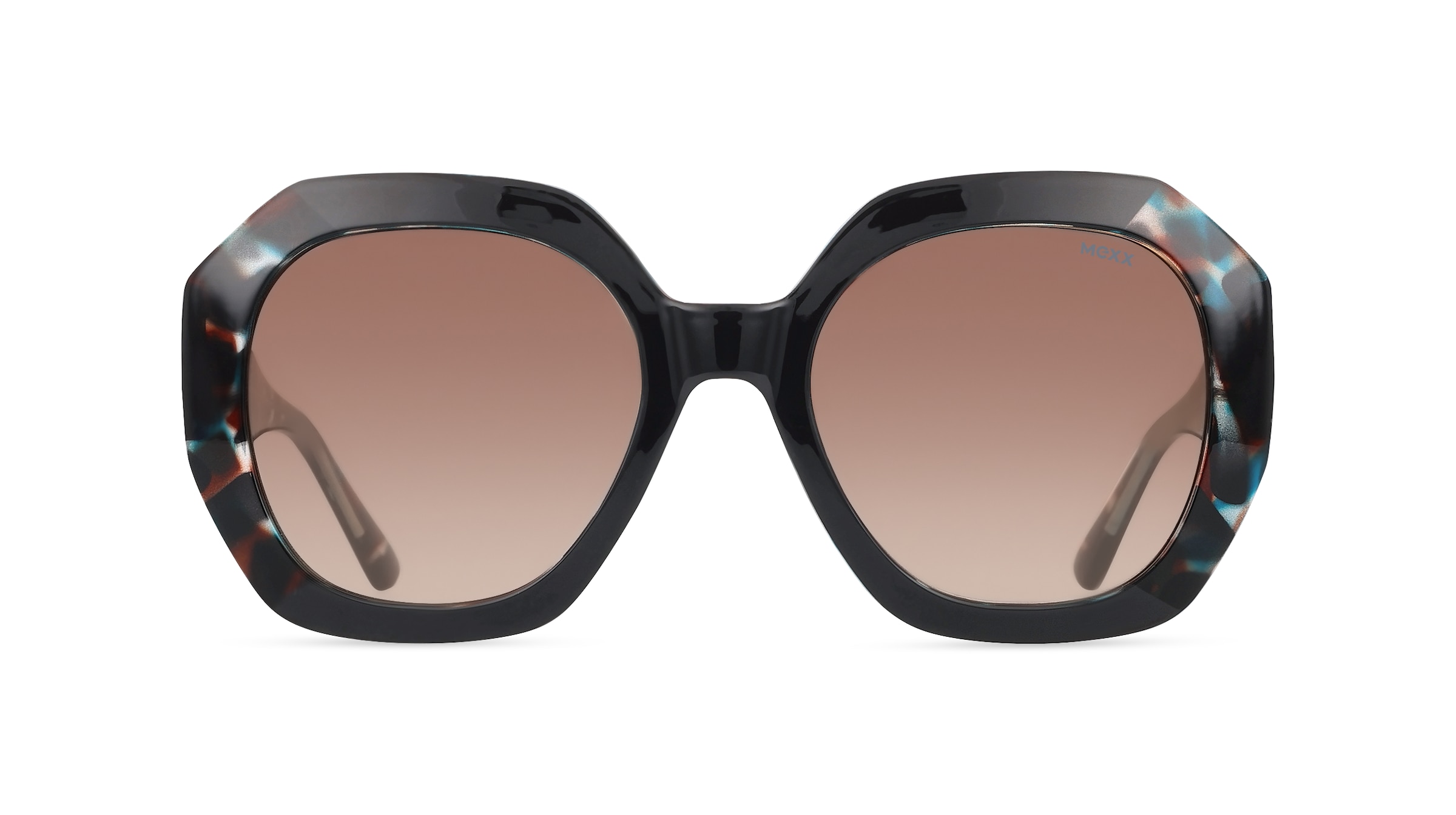 Mexx Eyes 6529 Damen-Sonnenbrille Vollrand Achteckig Kunststoff-Gestell, schwarz