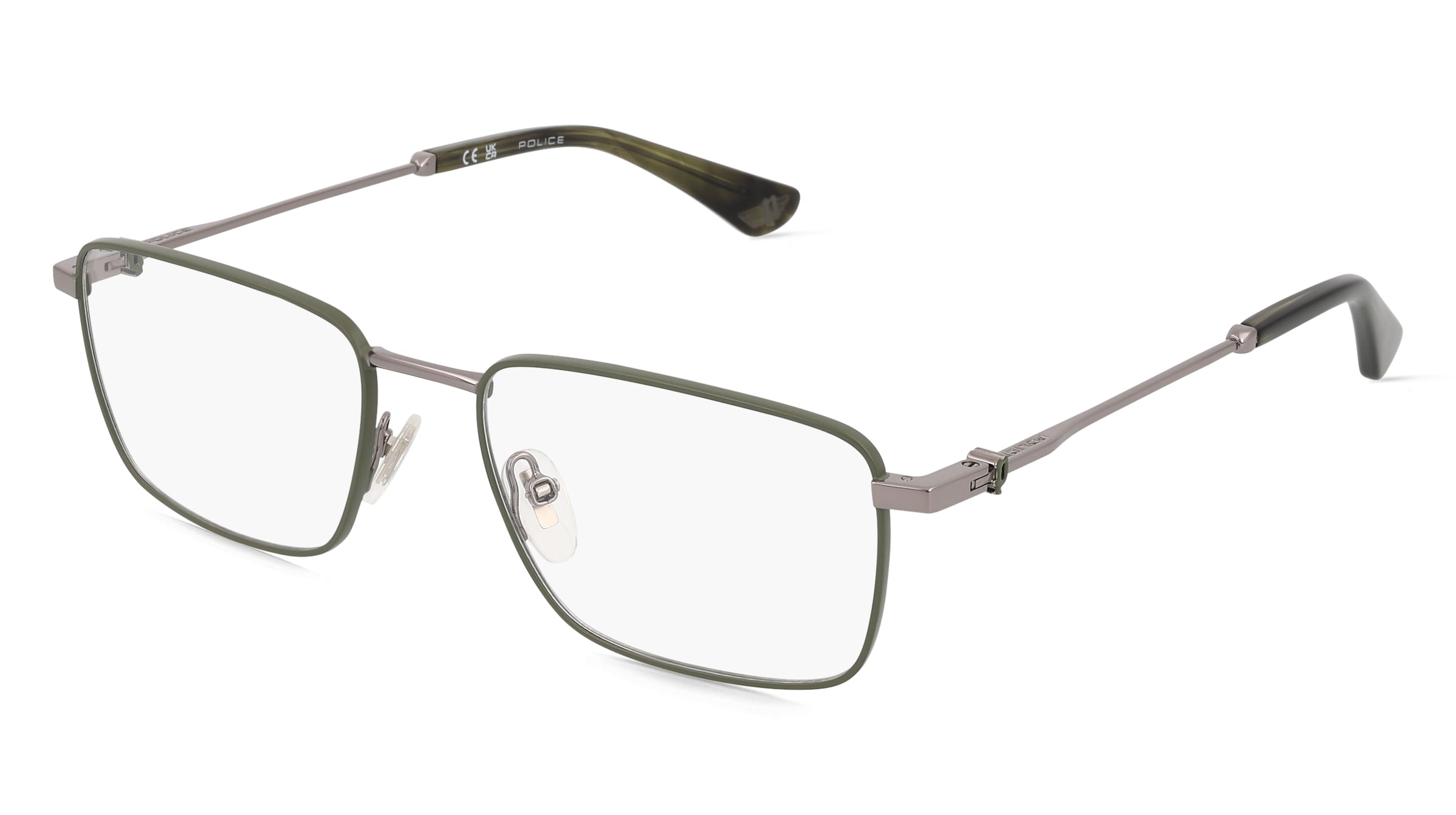 Police VPLL69 Herren-Brille inkl. Gläser Vollrand Quadratisch Edelstahl-Gestell 54/18/145, Grau