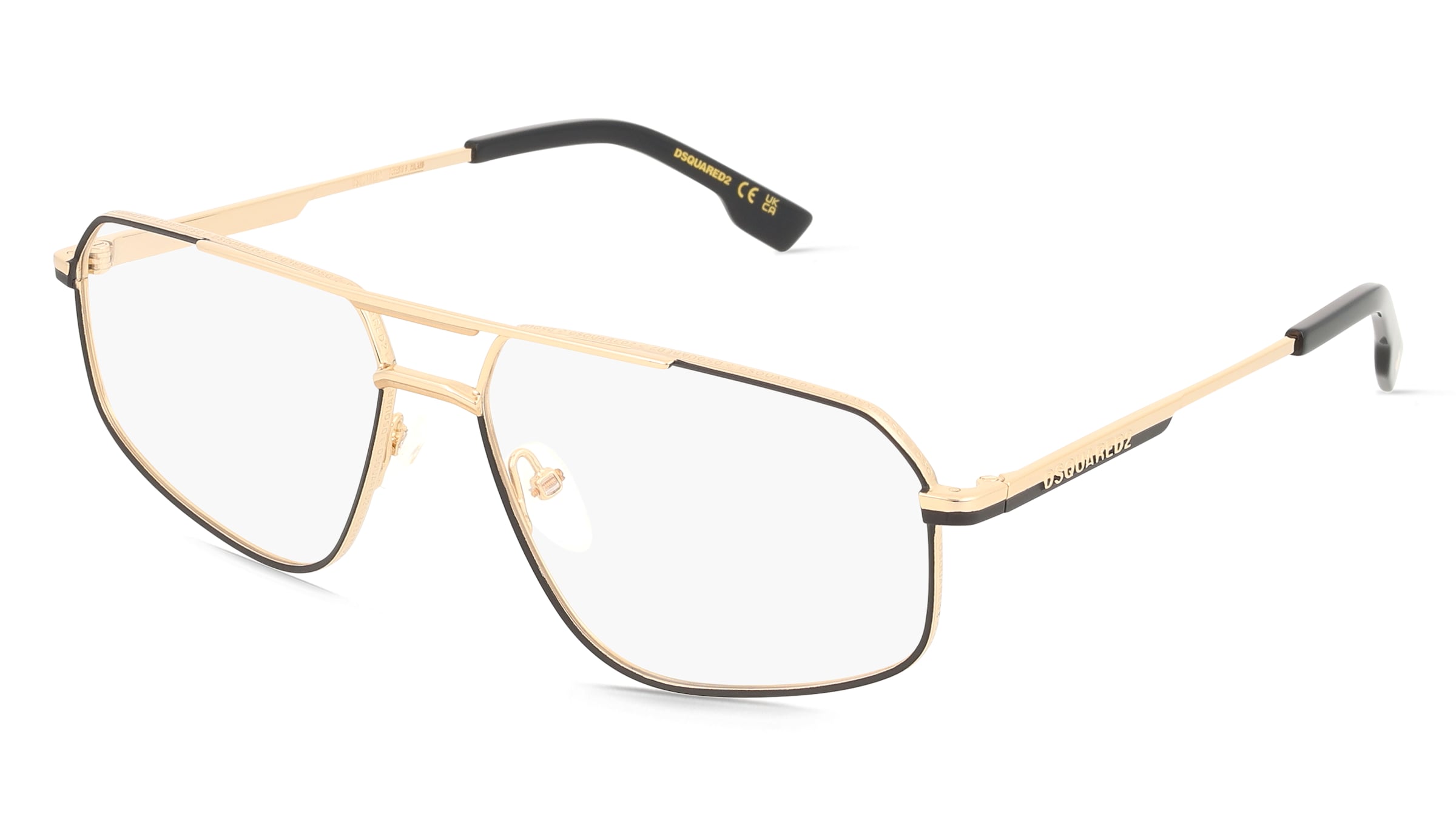 Dsquared2 D20176 Herren-Brille inkl. Gläser Vollrand Pilot Metall-Gestell 59/15/145, Schwarz
