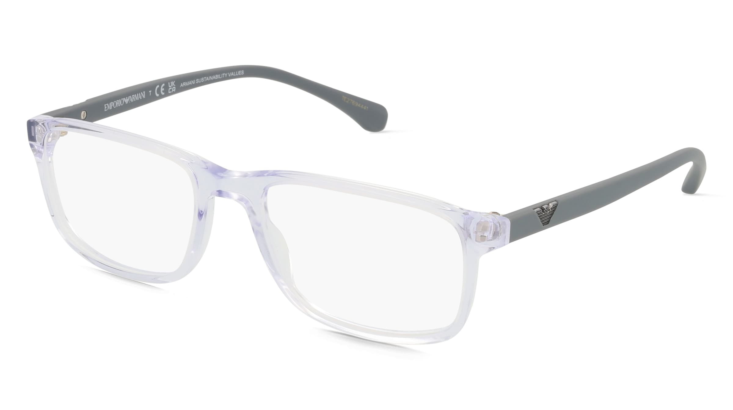 Emporio Armani EA3098 Herren-Brille inkl. Gläser Vollrand Quadratisch Acetat-Gestell 53/18/140, Transparent