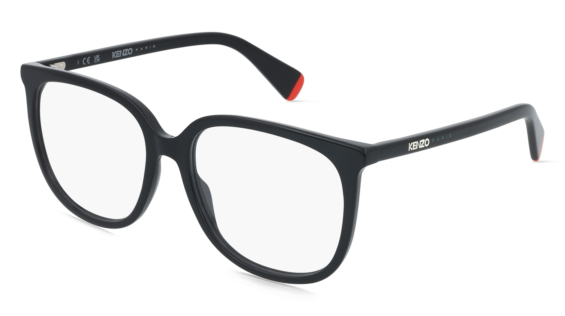 Kenzo KZ50217I Unisex-Brille inkl. Gläser Vollrand Geometrisch Acetat-Gestell 55/16/140, Schwarz