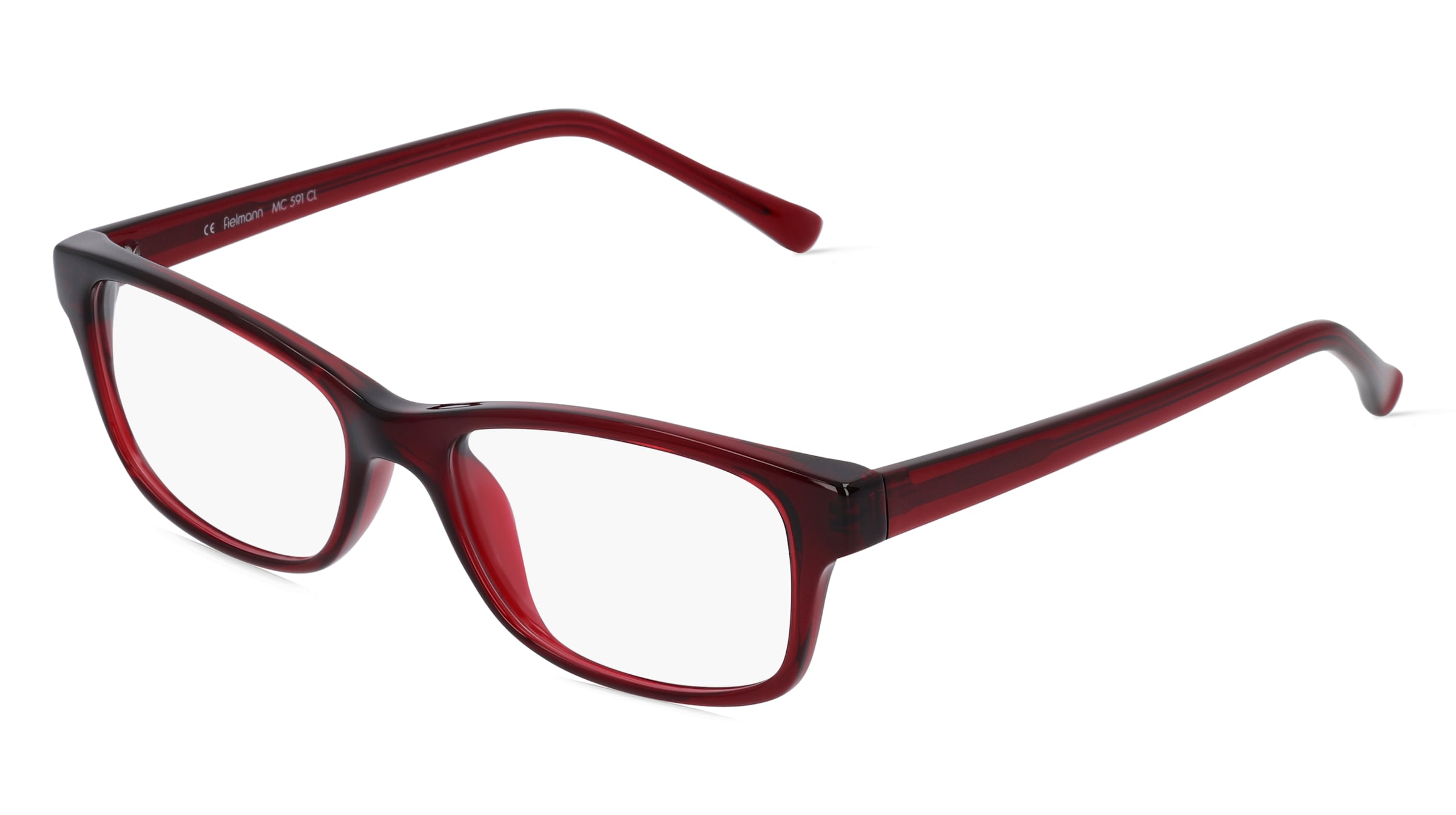 Fielmann MC 591 CL Damen-Brille inkl. Gläser Vollrand Quadratisch Propionat-Gestell 52/16/135, Rot