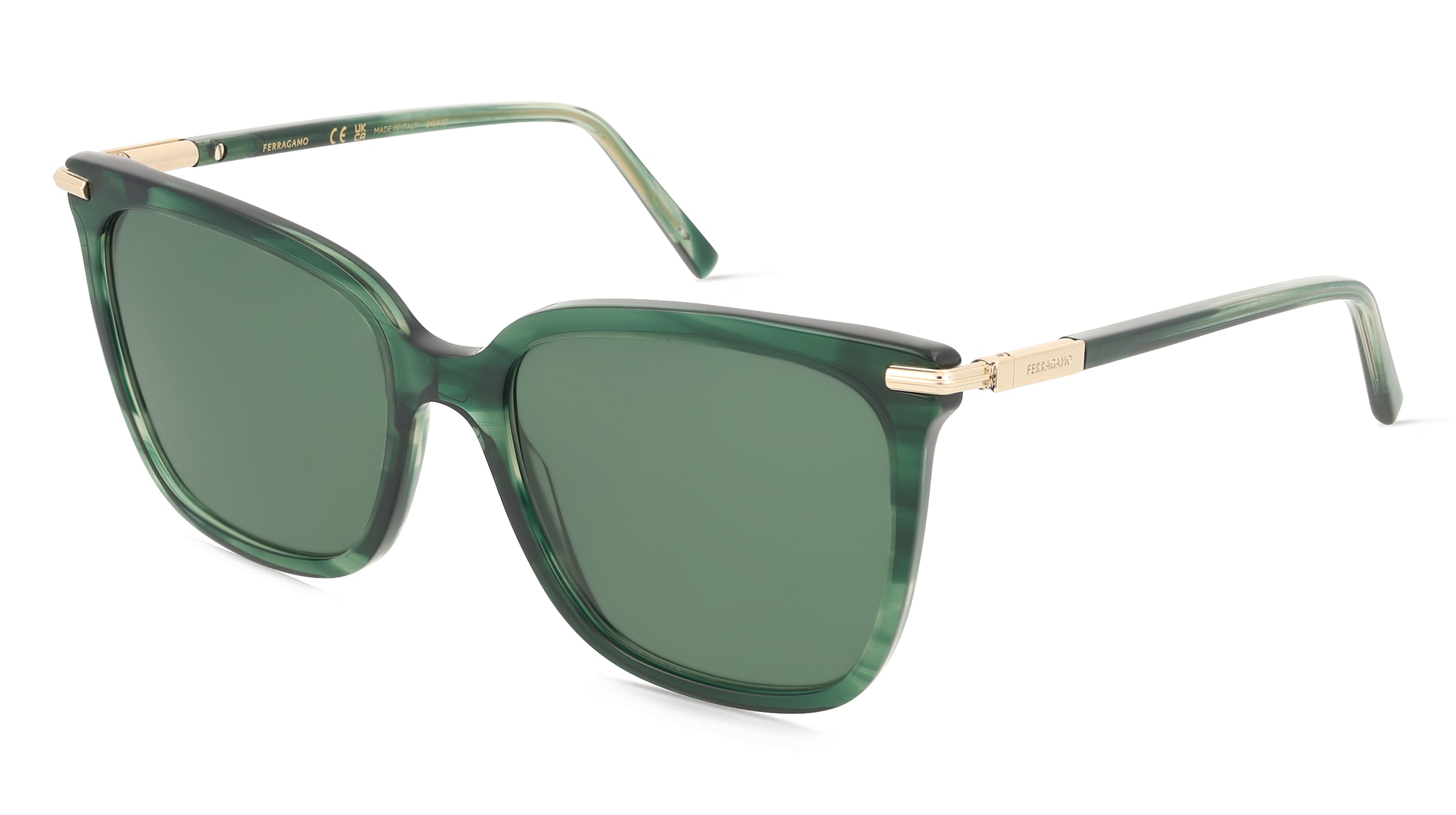 Ferragamo SF2037S Damen-Sonnenbrille Vollrand Butterfly Acetat-Gestell, Grün