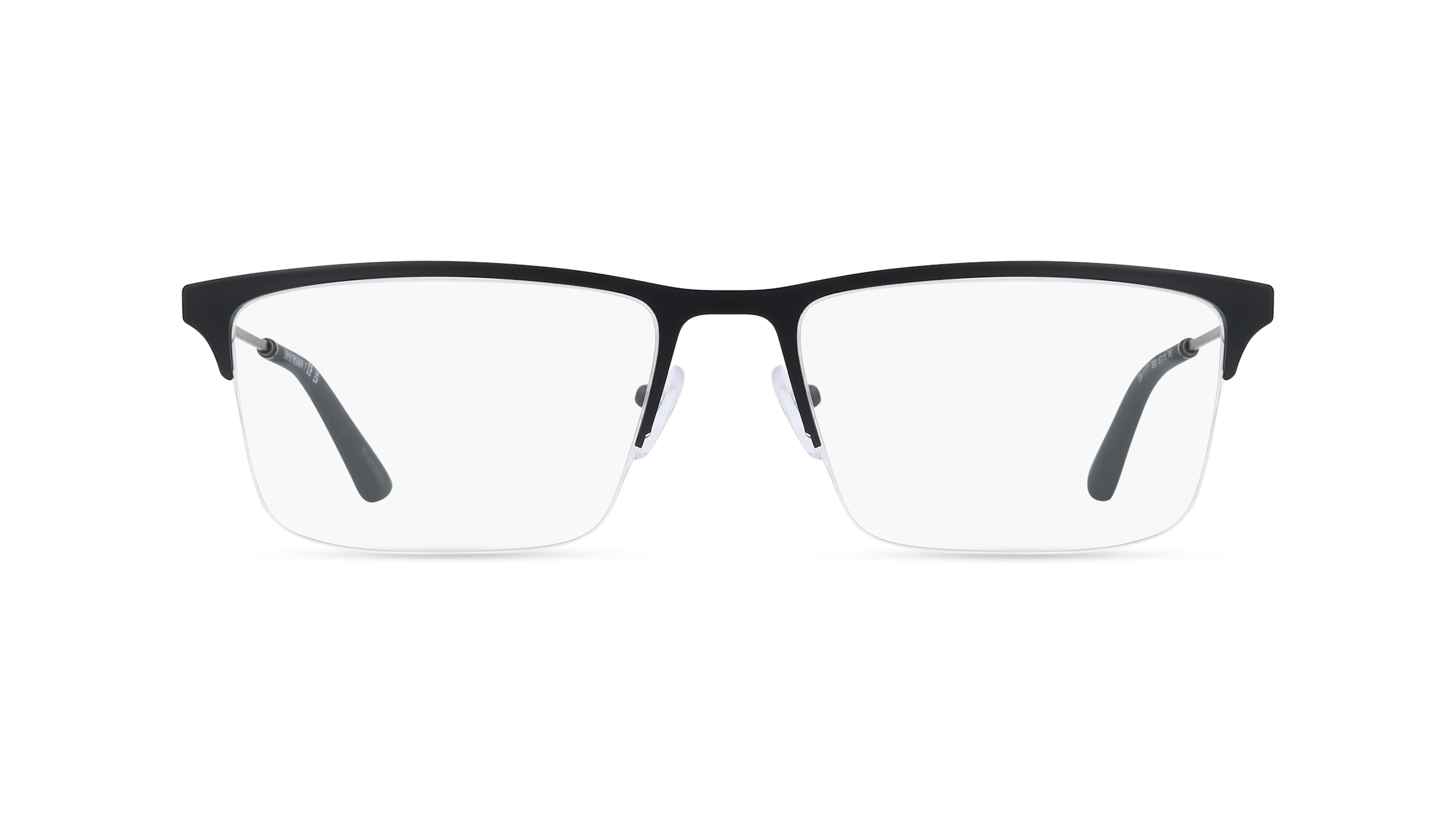 Emporio Armani 0EA1177 Herren-Brille inkl. Gläser Halbrand Eckig Metall-Gestell 57/18/145, Schwarz