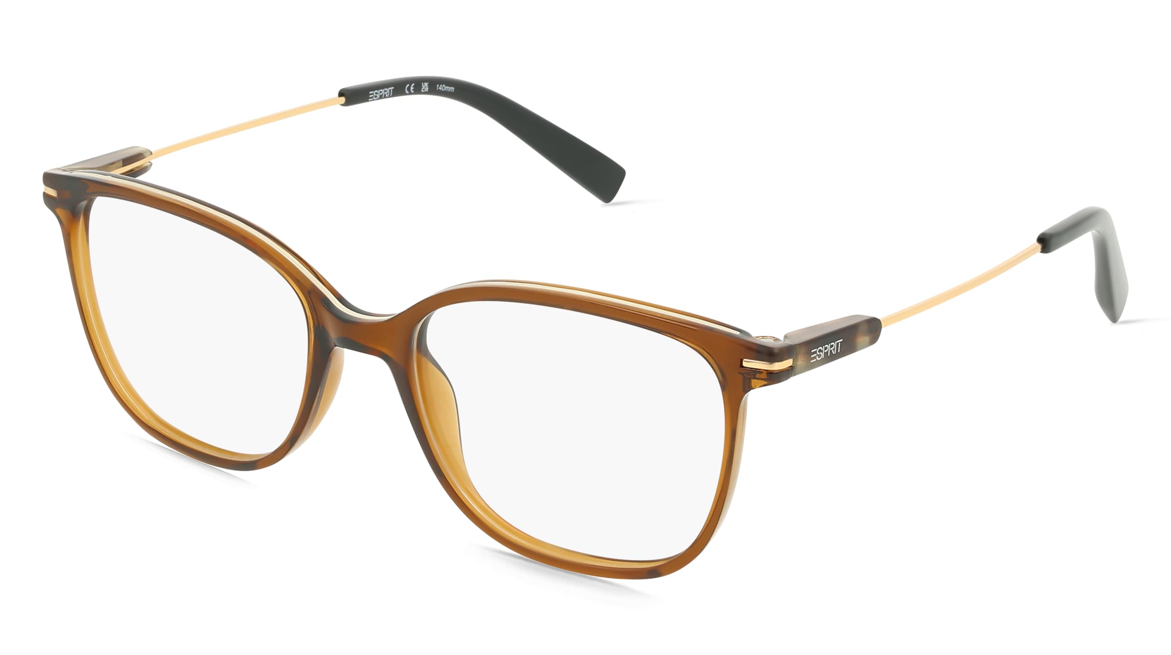Esprit 33537 Damen-Brille inkl. Gläser Vollrand Quadratisch TR90-Gestell 49/17/140, Braun