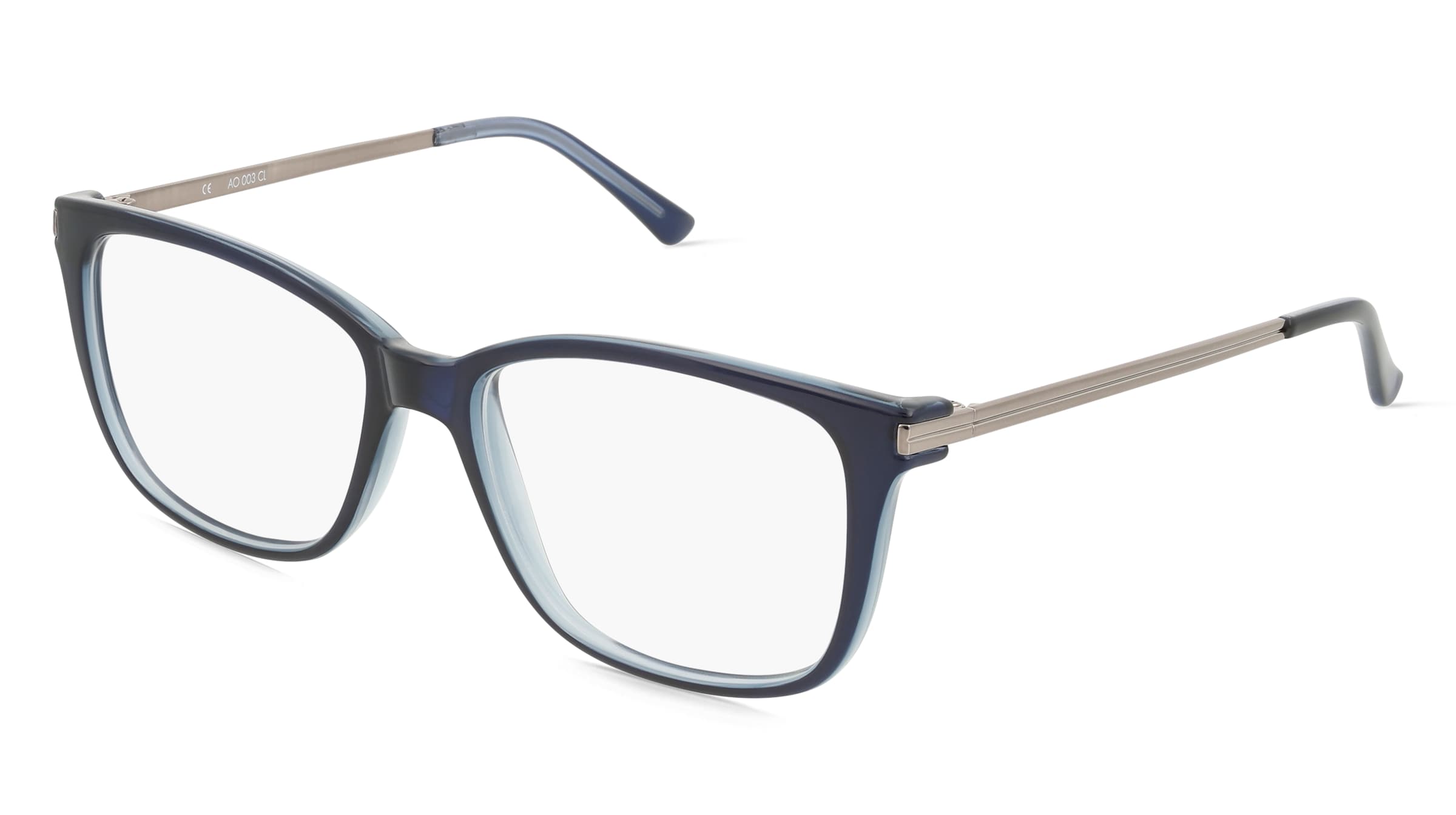 Fielmann AO 003 CL Unisex-Brille inkl. Gläser Vollrand Quadratisch Propionat-Gestell 55/17/140, Blau