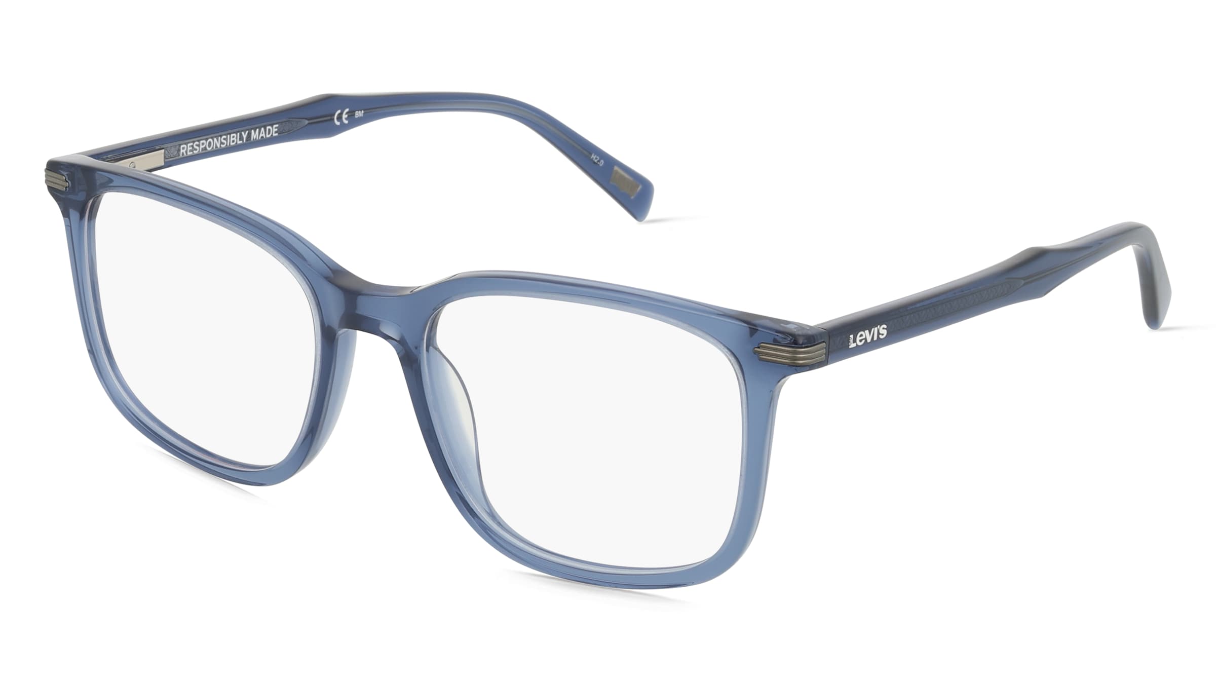 Levi's LV5034 Herren-Brille inkl. Gläser Vollrand Quadratisch Kunststoff-Gestell 52/18/145, Blau