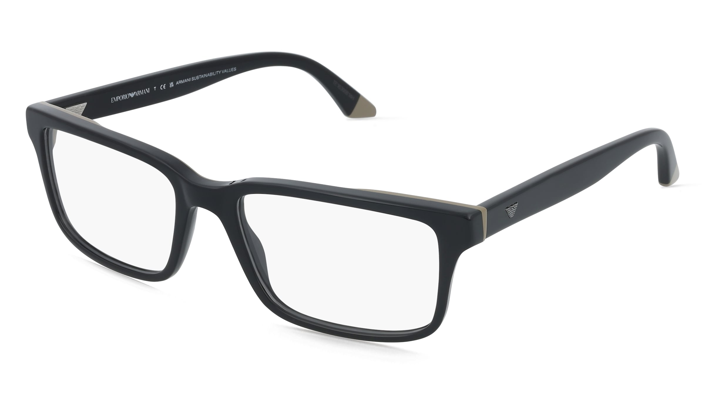 Emporio Armani 0EA3269 Herren-Brille inkl. Gläser Vollrand Eckig Acetat-Gestell 56/18/145, Schwarz