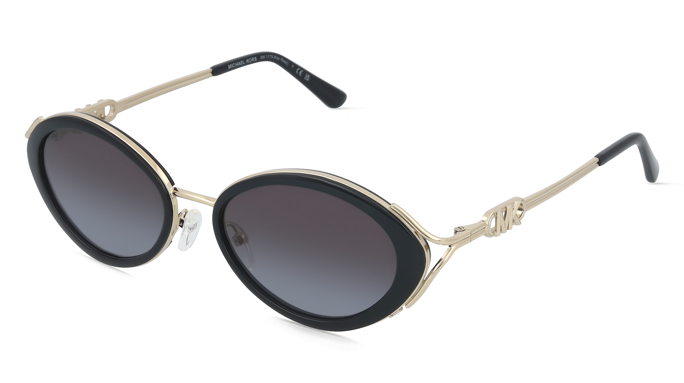 Michael Kors MK1179 KEY WEST Damen-Sonnenbrille Vollrand Oval Metall-Gestell, Schwarz