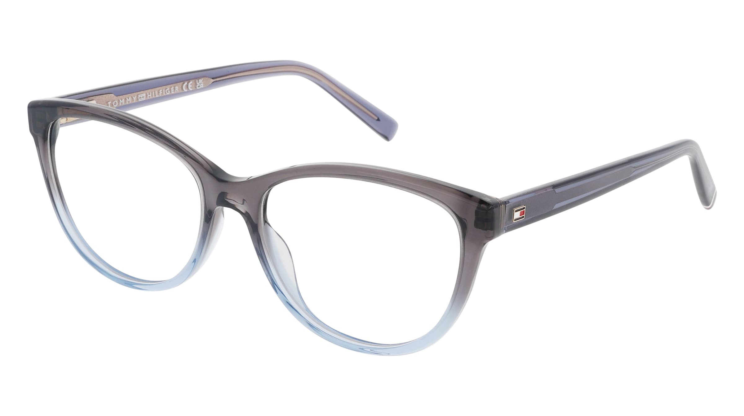 Tommy Hilfiger TH 2230 Damen-Brille inkl. Gläser Vollrand Cat Eye Acetat-Gestell 54/16/140, Blau