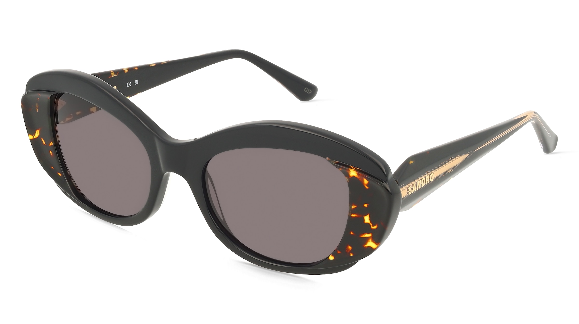 Sandro SA6061 Damen-Sonnenbrille Vollrand Quadratisch Acetat-Gestell, Schwarz