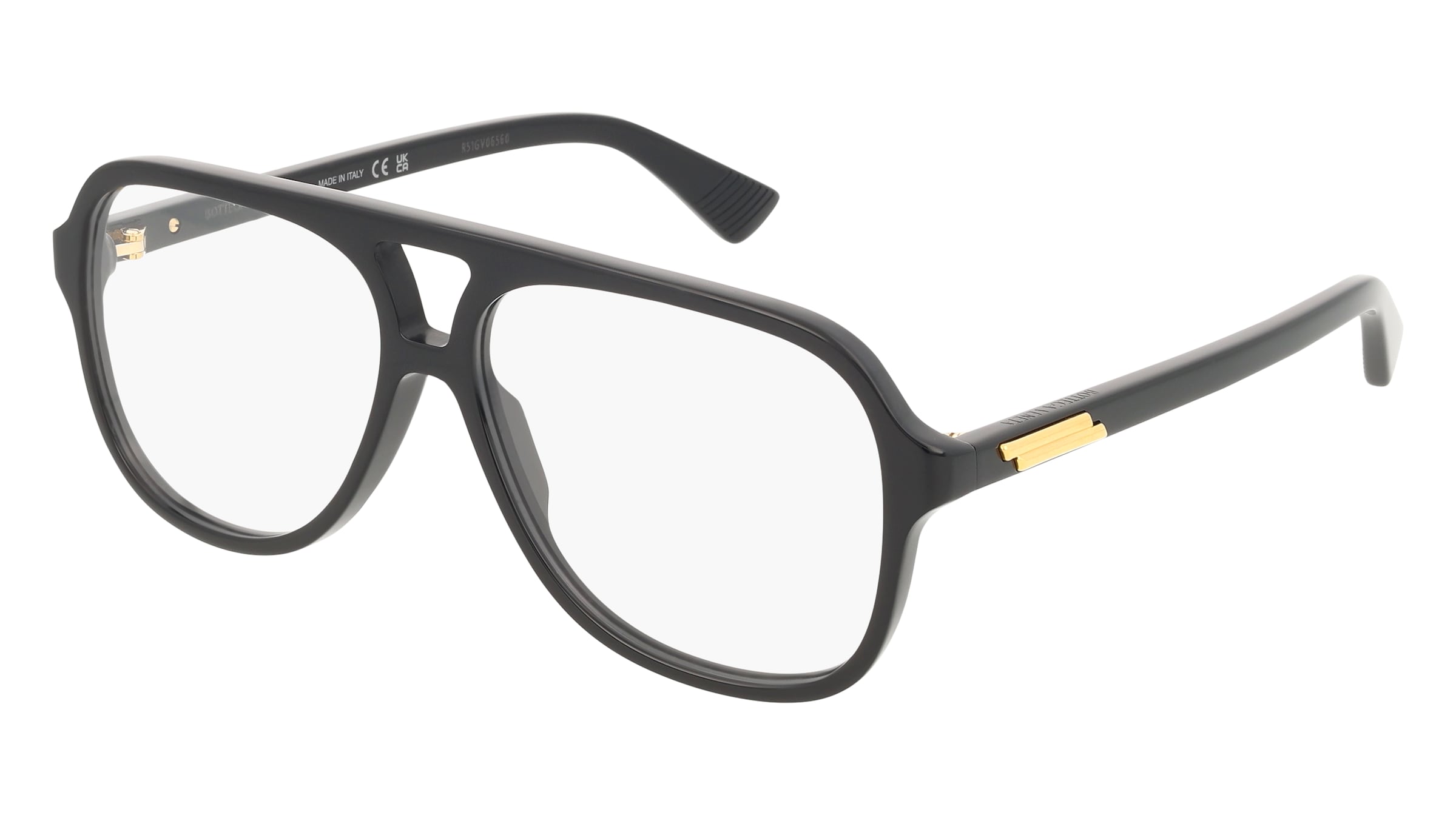 Bottega Veneta BV1417O Unisex-Brille inkl. Gläser Vollrand Pilot Acetat-Gestell 56/13/145, Schwarz