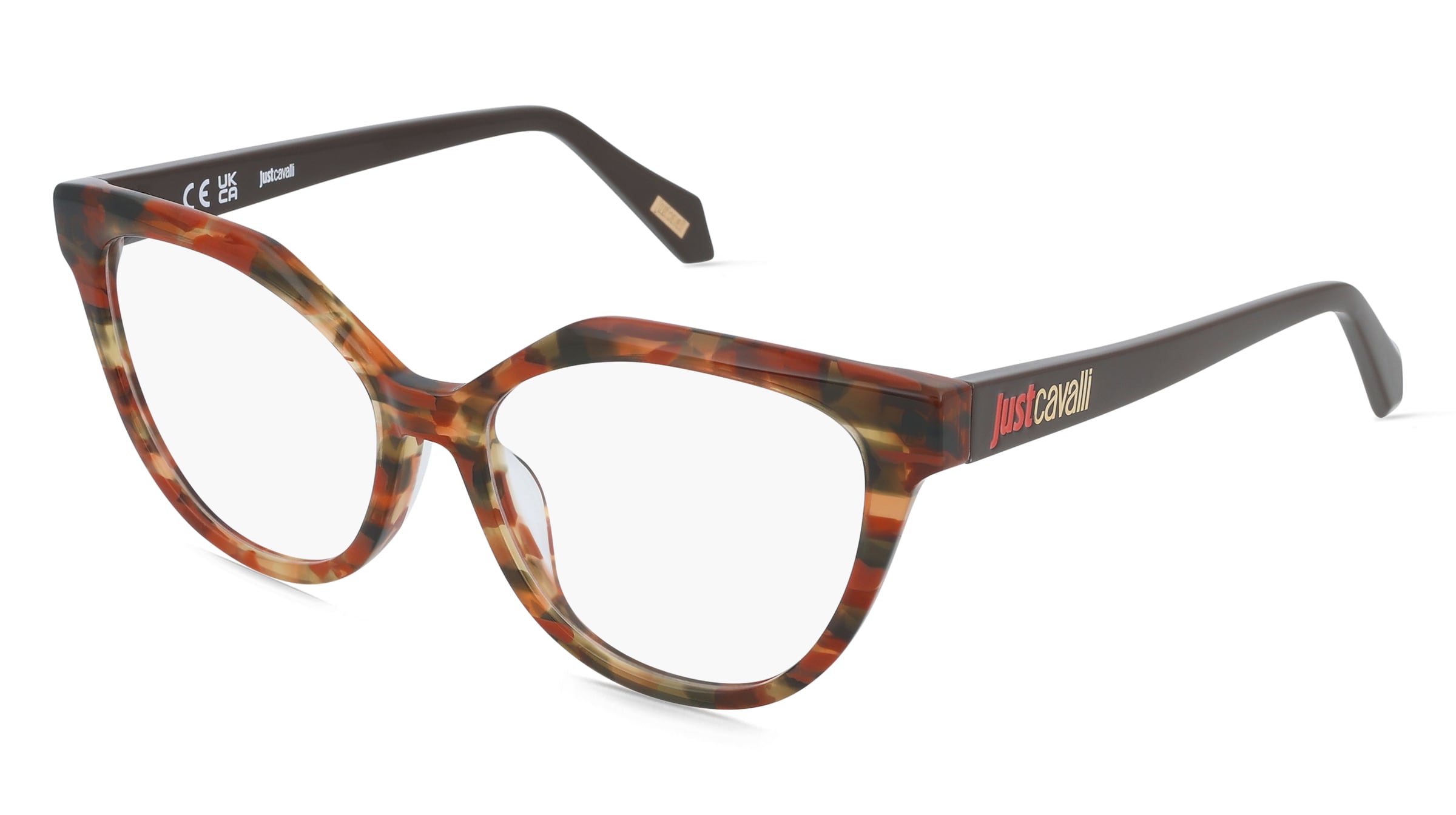 Just Cavalli VJC130 Damen-Brille inkl. Gläser Vollrand Cat Eye Kunststoff-Gestell 53/16/140, Havanna