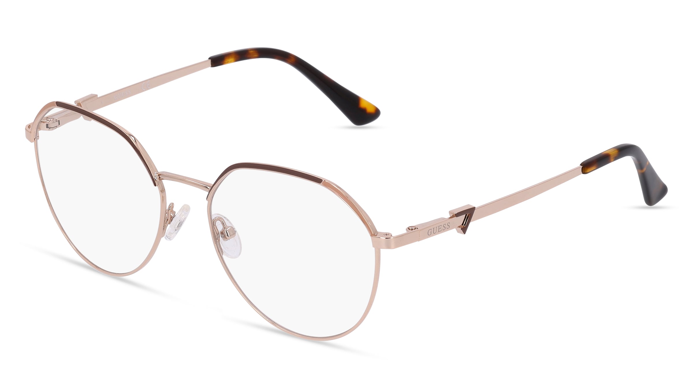 Guess GU 2866 Damen-Brille inkl. Gläser Vollrand Panto Metall-Gestell 53/16/140, Gold