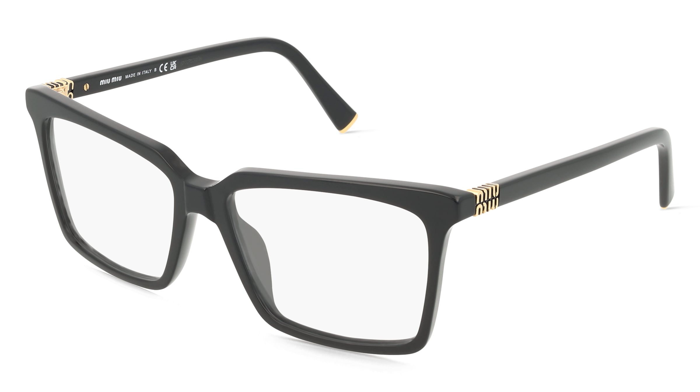 Miu Miu MU08XV Damen-Brille inkl. Gläser Vollrand Quadratisch Acetat-Gestell 54/16/140, Schwarz