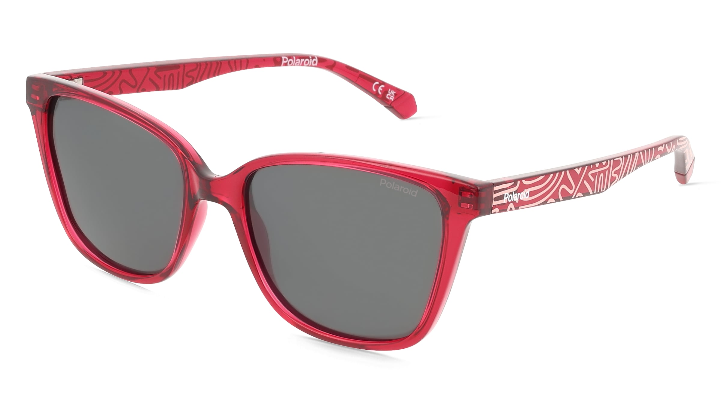 Polaroid 207386 Unisex-Sonnenbrille Vollrand Eckig Kunststoff-Gestell, Rot