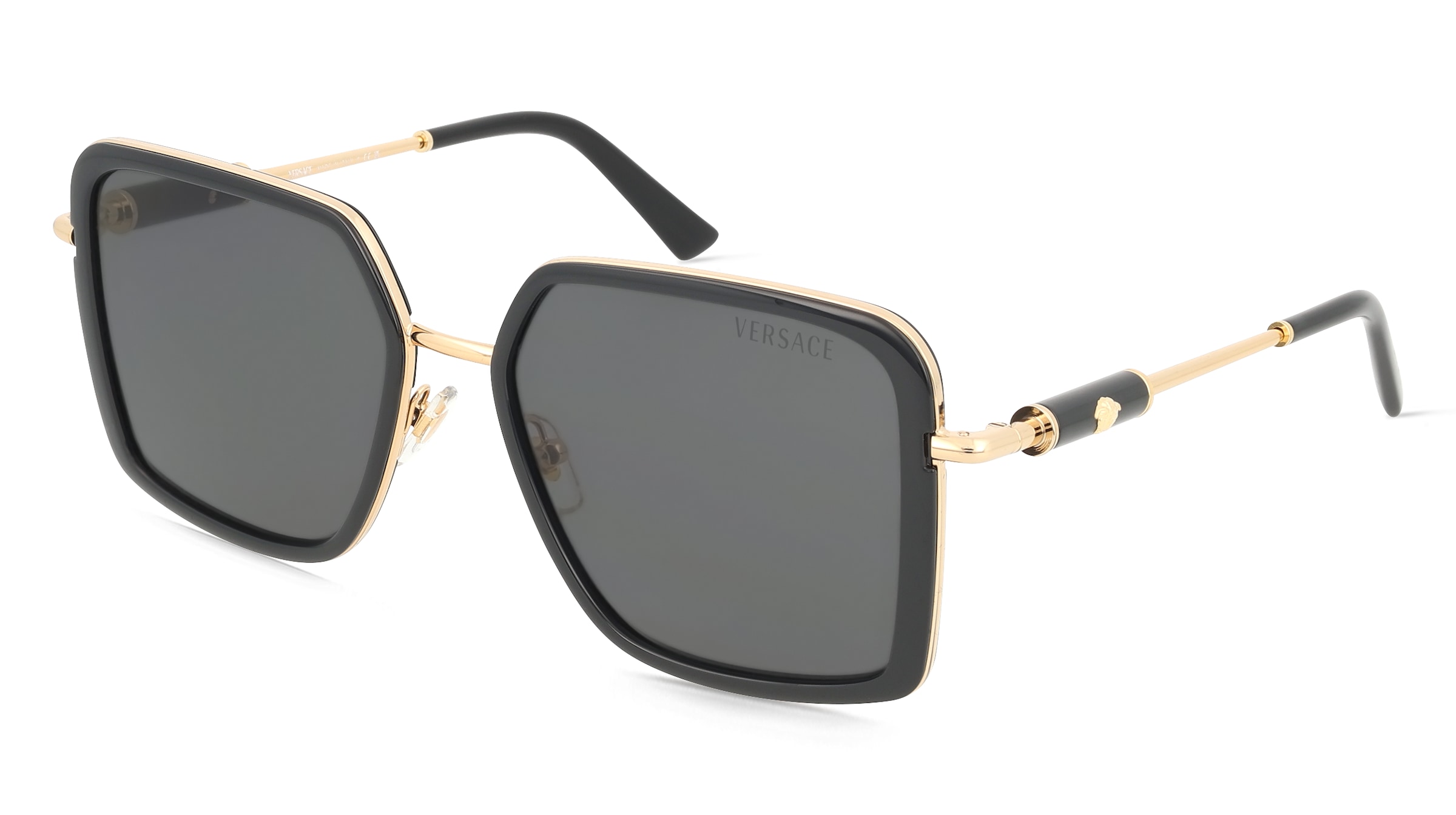 Versace VE2261 Damen-Sonnenbrille Vollrand Quadratisch Metall-Gestell, Schwarz