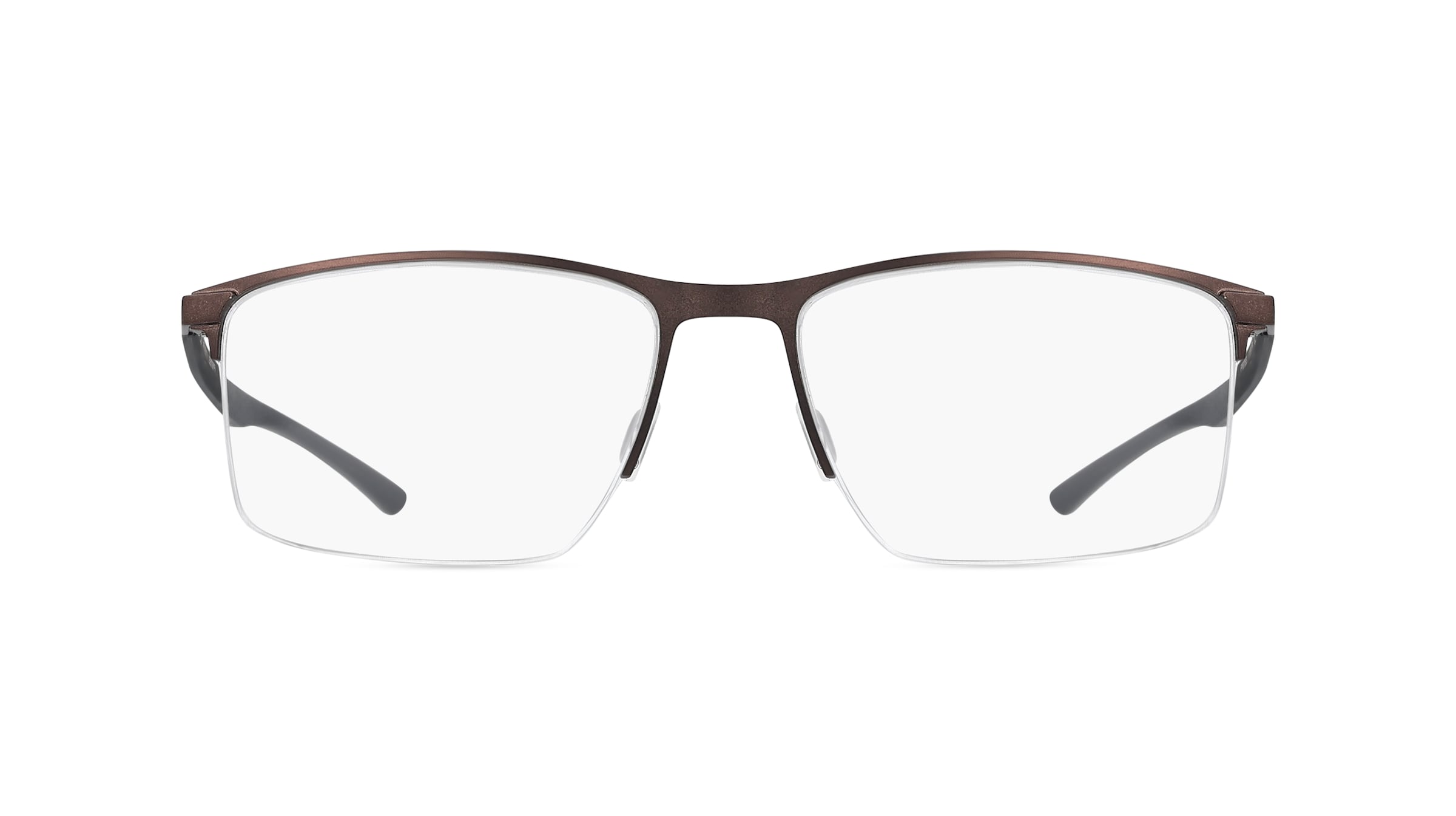 Porsche Design 8752 Unisex-Brille inkl. Gläser Halbrand Rechteckig Metall-Gestell 57mm/17mm/145mm, braun