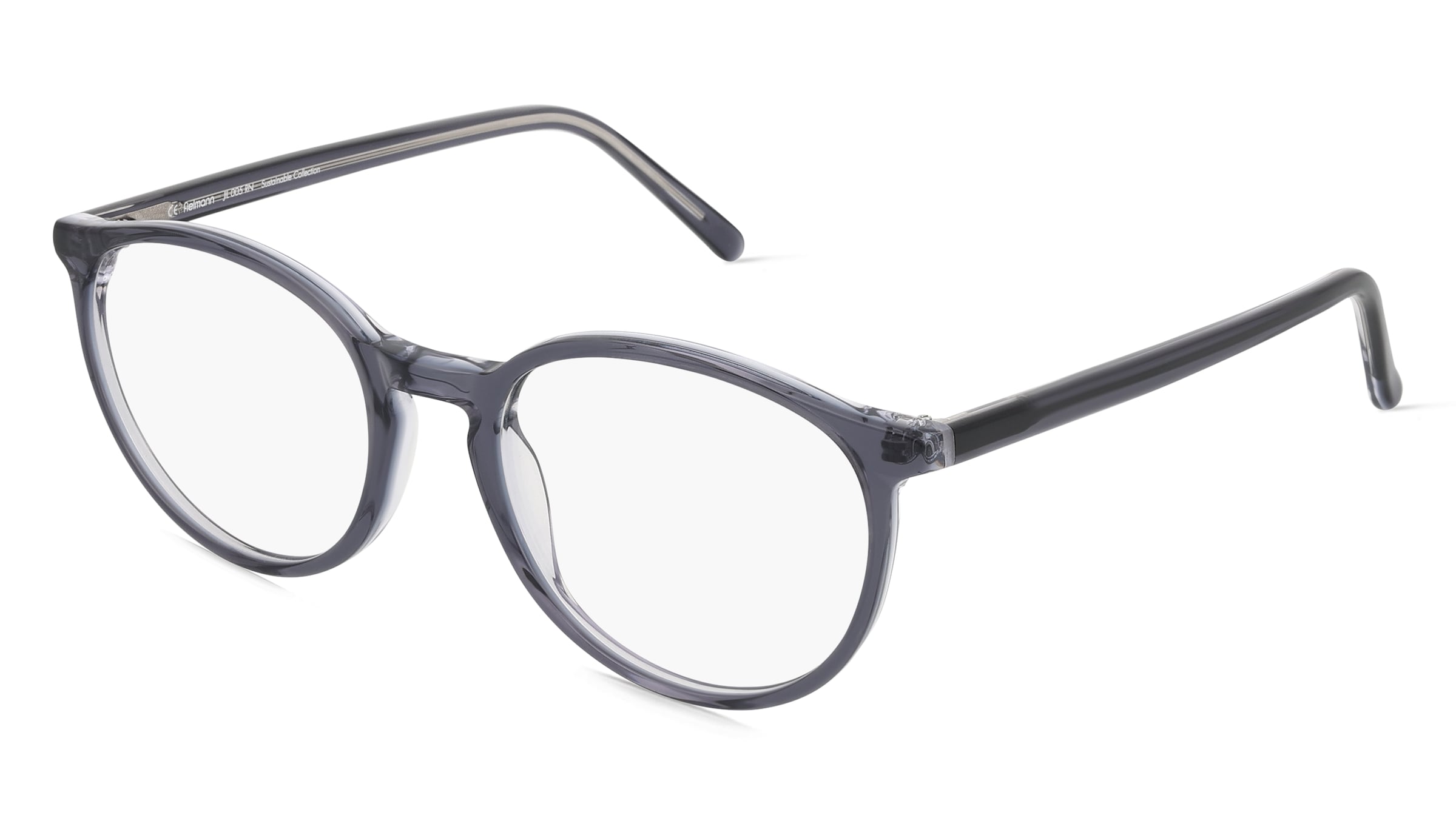 Fielmann JIL 005 RN RILEY Unisex-Brille inkl. Gläser Vollrand Panto Acetat-Gestell 50/19/135, Grau