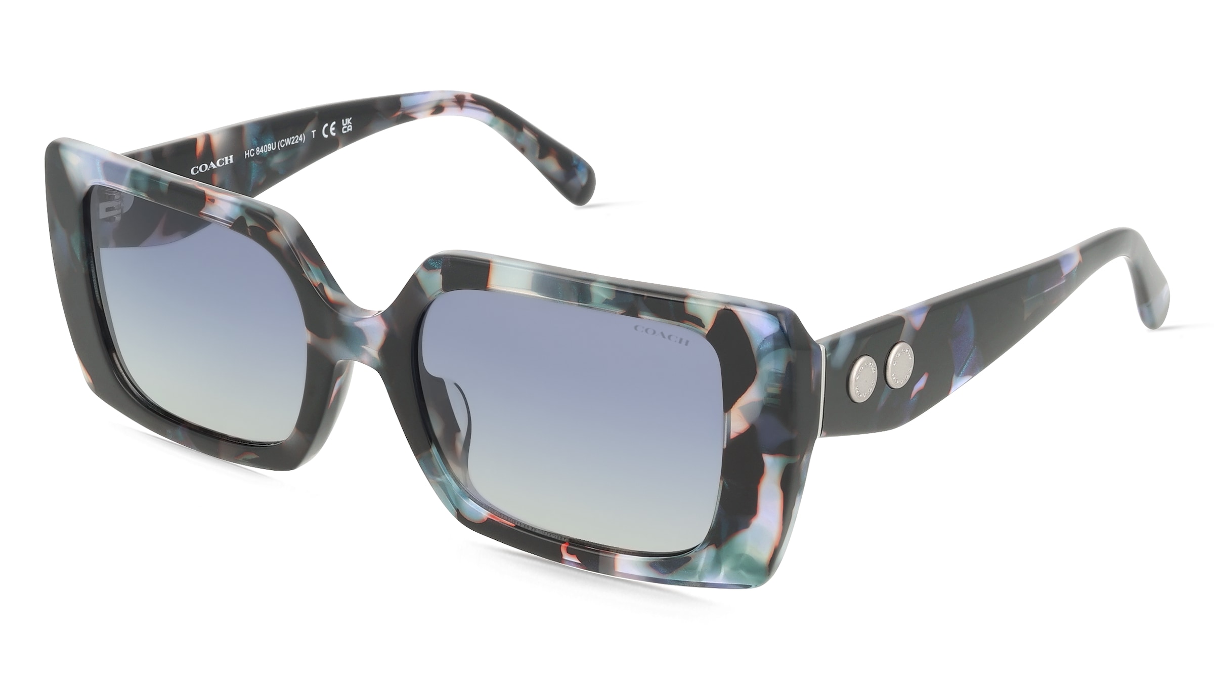 Coach HC8409U Damen-Sonnenbrille Vollrand Quadratisch Acetat-Gestell, Blau