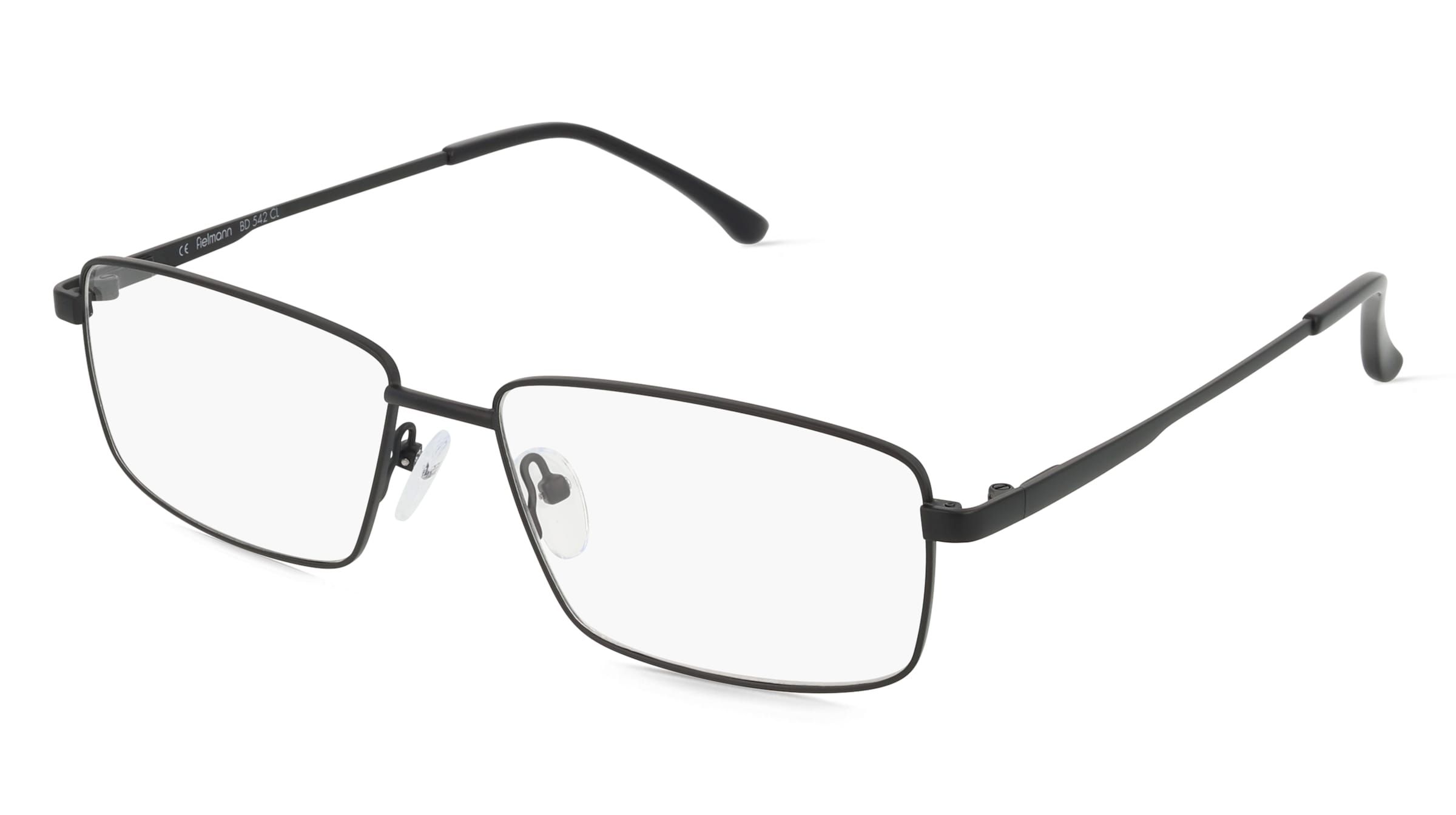 Fielmann BD 542 CL Herren-Brille inkl. Gläser Vollrand Eckig Edelstahl-Gestell 59mm/17mm/150mm, Schwarz