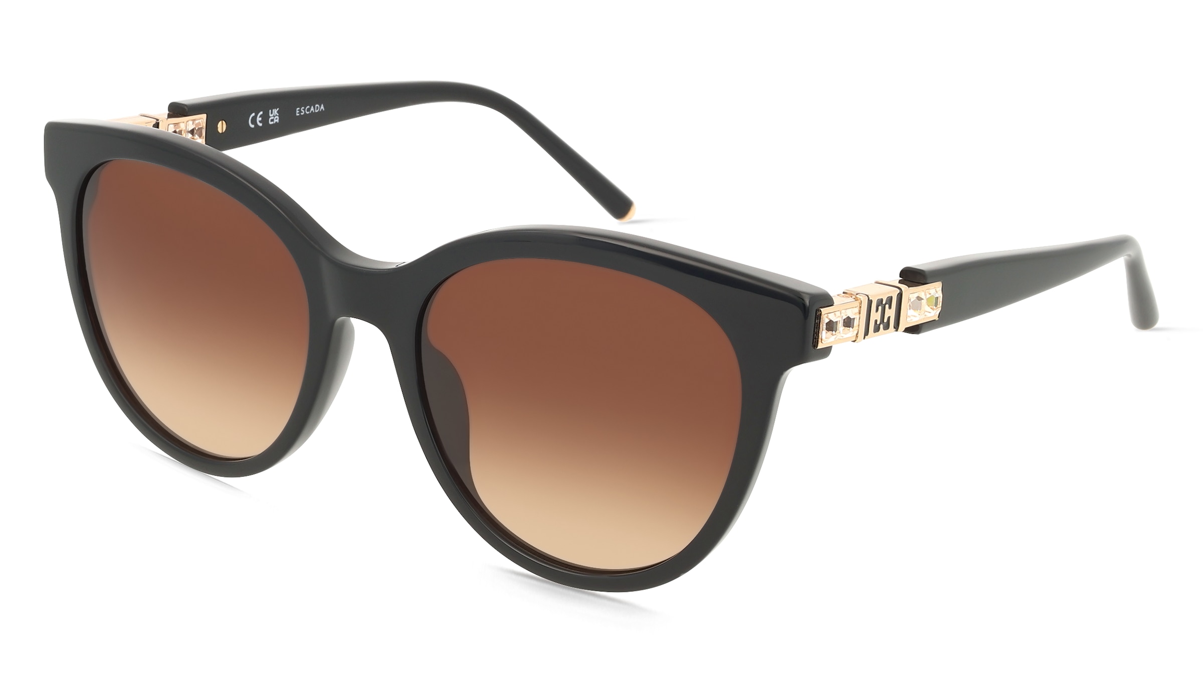 Escada SESF80S Damen-Sonnenbrille Vollrand Butterfly Kunststoff-Gestell, Schwarz